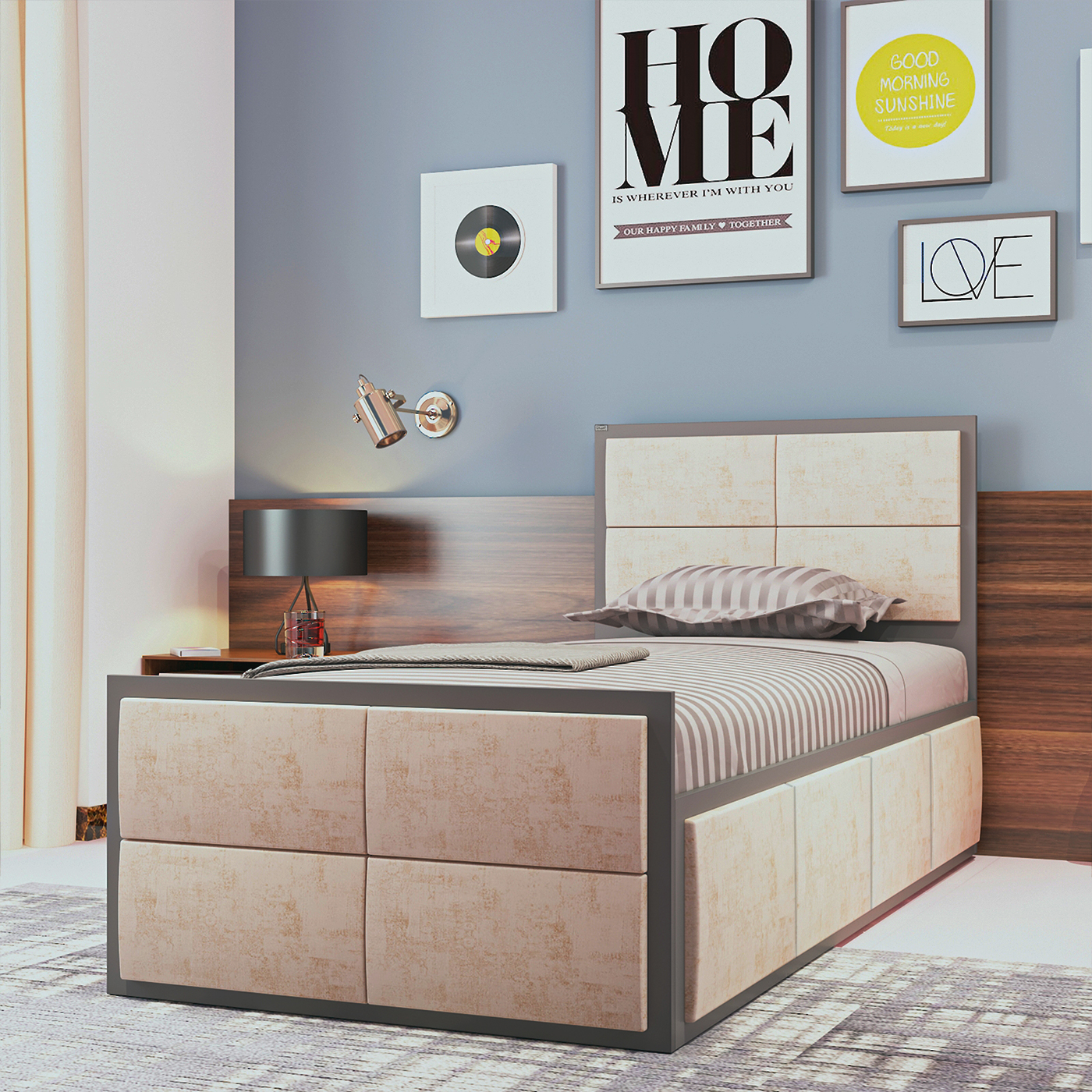 تخت خواب نوجوان اعیان مدل FH843 سایز 80x180 سانتی متر