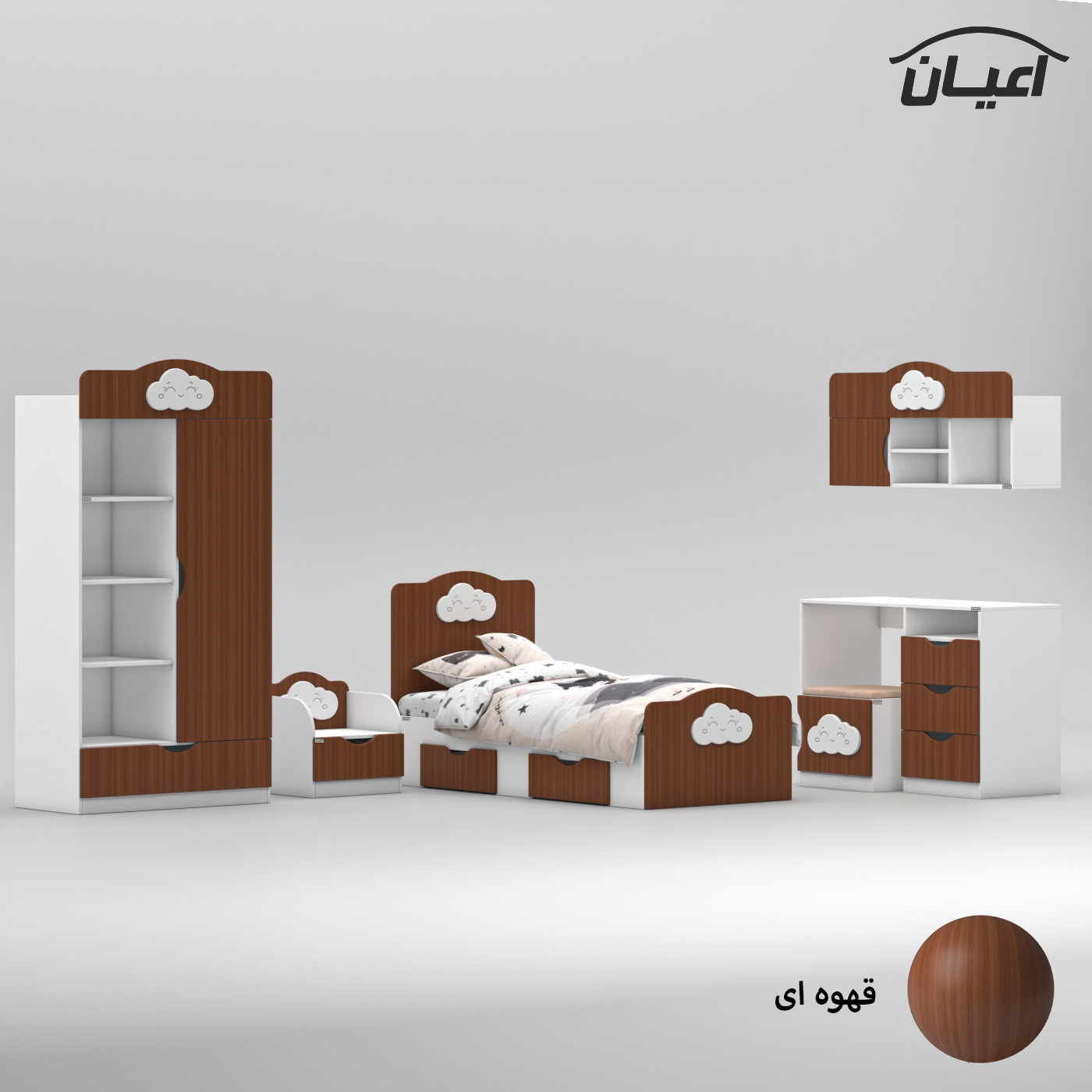 سرویس خواب اعیان مدل FH766 سایز 80×180 سانتی متر مجموعه 6 عددی