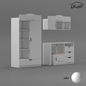 کمد کودک اعیان مدل FH765 به همراه میز تحریر و صندلی و کتابخانه