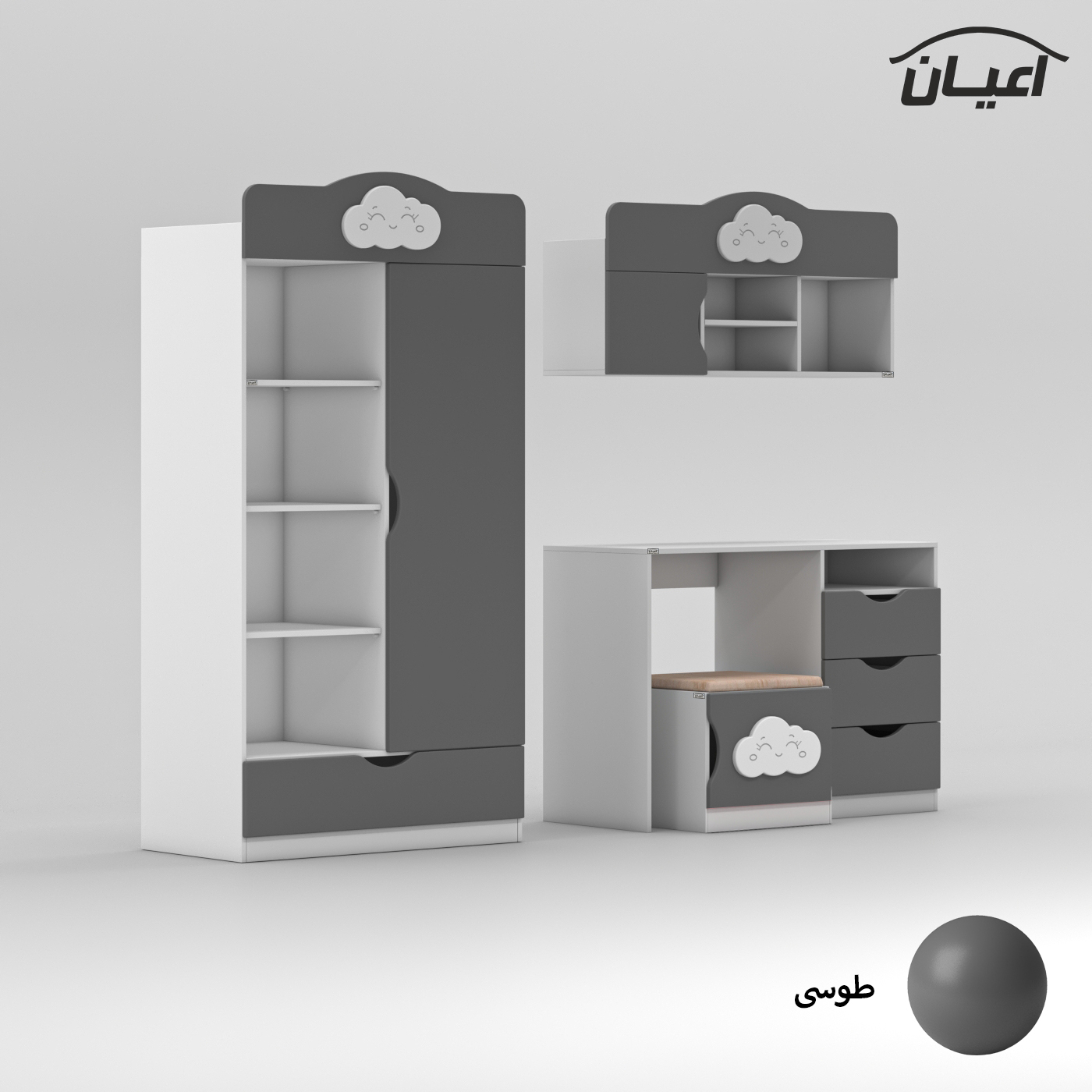 کمد کودک اعیان مدل FH765 به همراه میز تحریر و صندلی و کتابخانه
