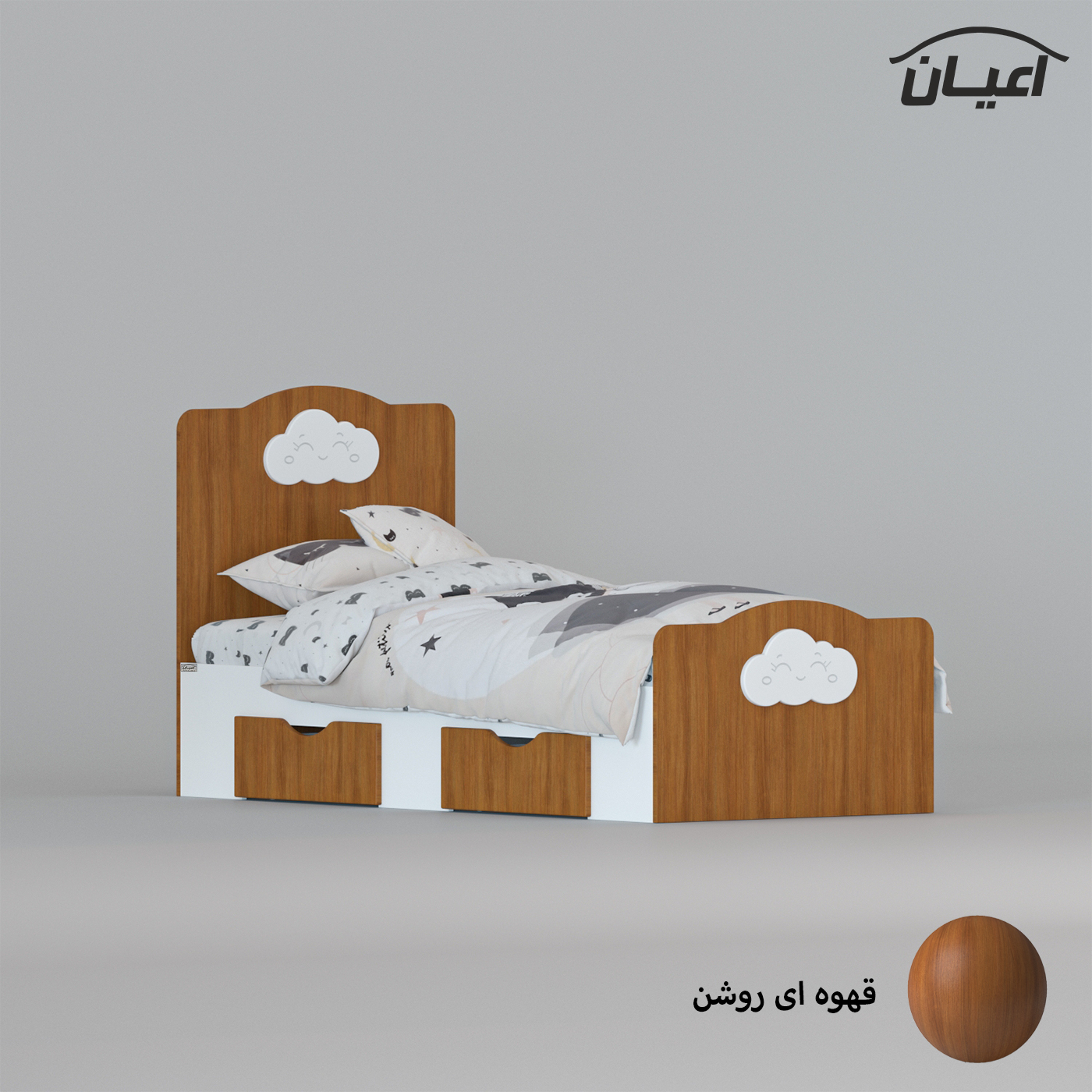 تخت خواب یک نفره اعیان مدل FH760 سایز 80x180 سانتی متر