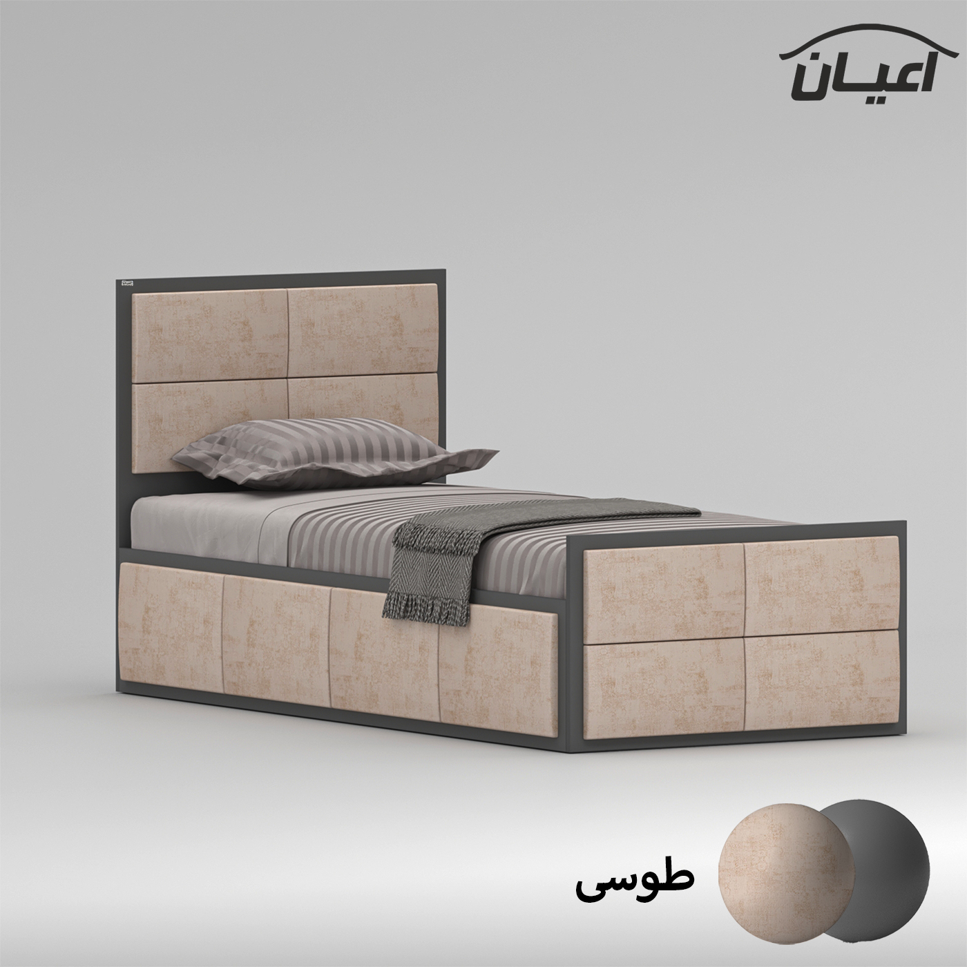 تخت خواب نوجوان اعیان مدل FH843 سایز 80x180 سانتی متر