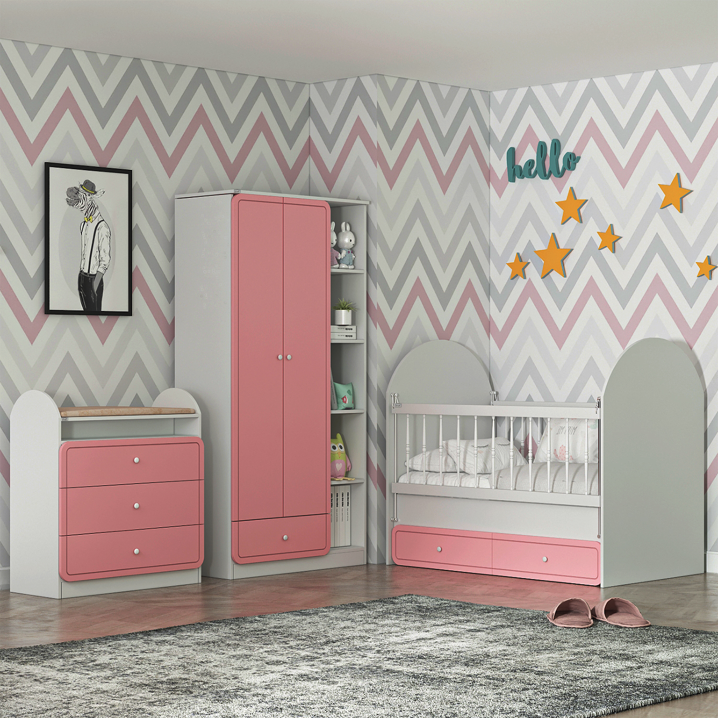 سرویس خواب کودک و نوزاد اعیان مدل FH873 مجموعه سه عددی