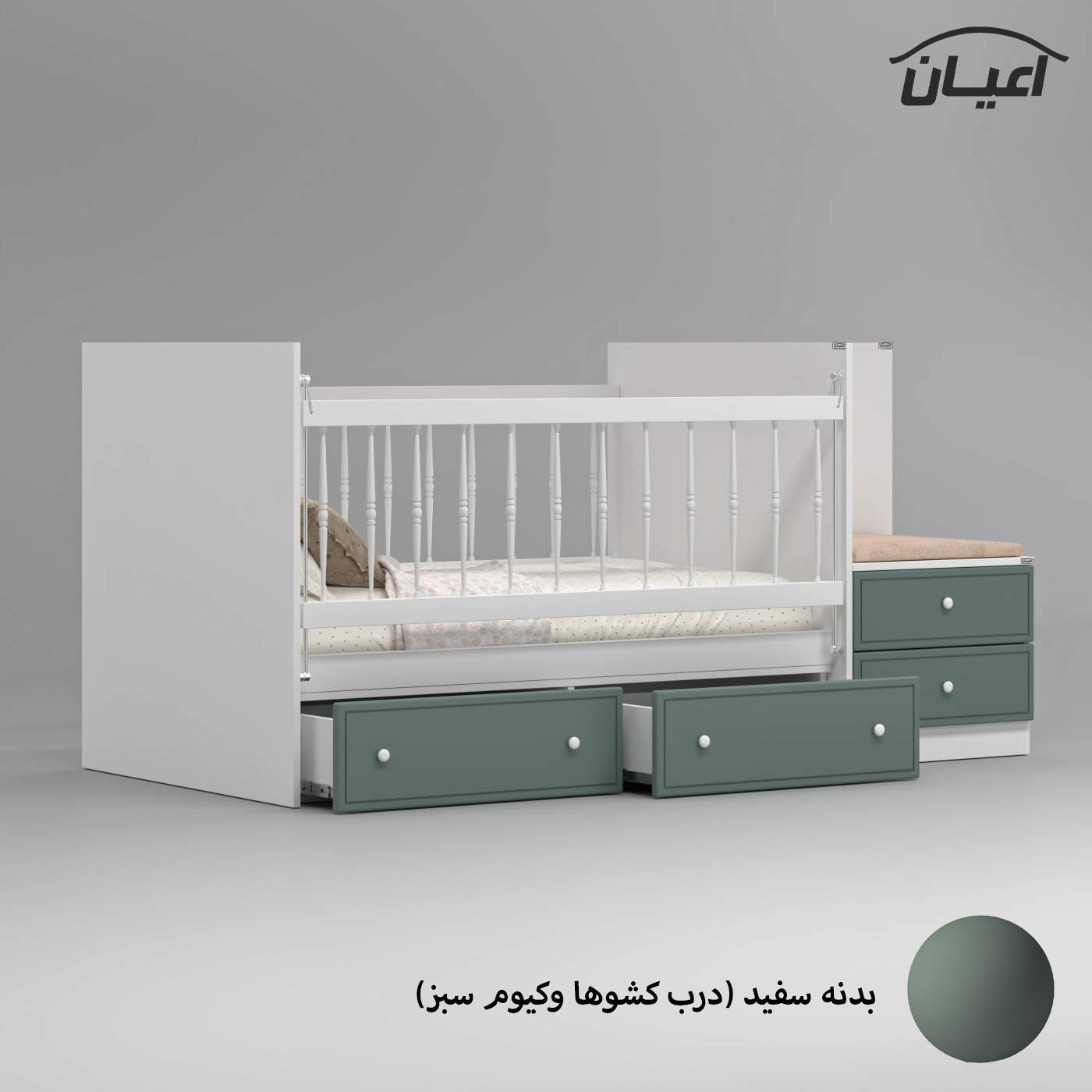 تختخواب کودک اعیان مدل FH827 سایز 130 × 70