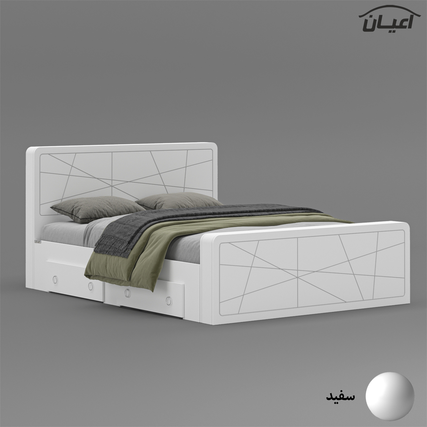 تخت خواب دونفره اعیان مدل FH709 سایز 160x200 سانتی متر