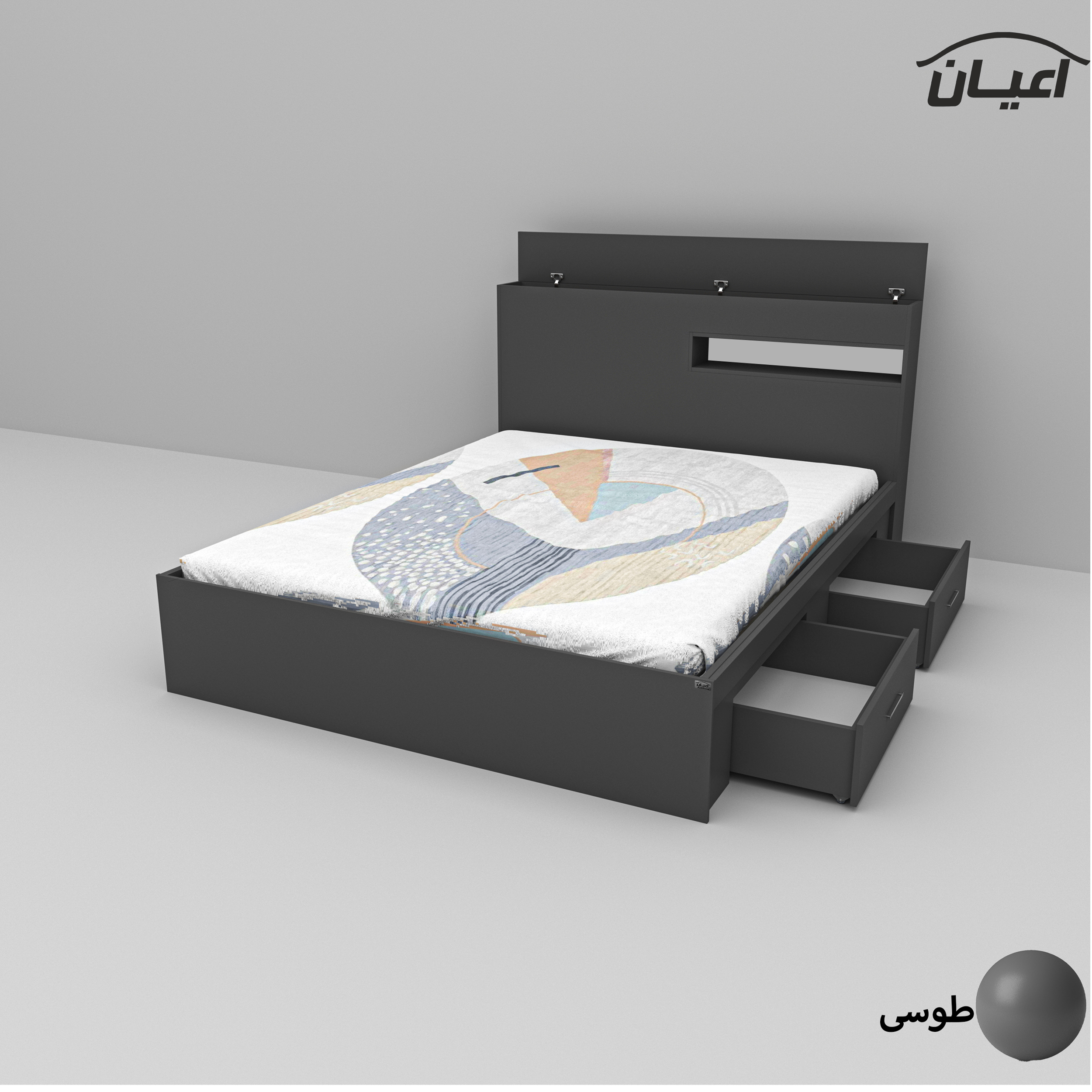 تخت خواب دونفره اعیان مدل FH619 سایز 160x200 سانتی متر