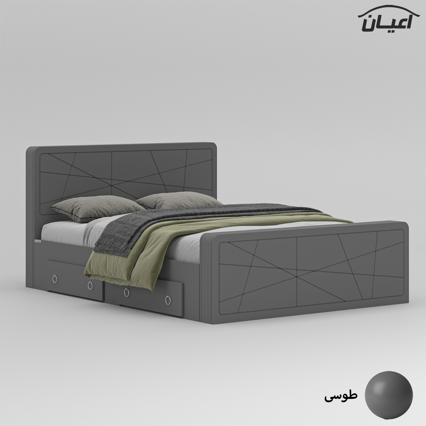 تخت خواب دونفره اعیان مدل FH709 سایز 160x200 سانتی متر