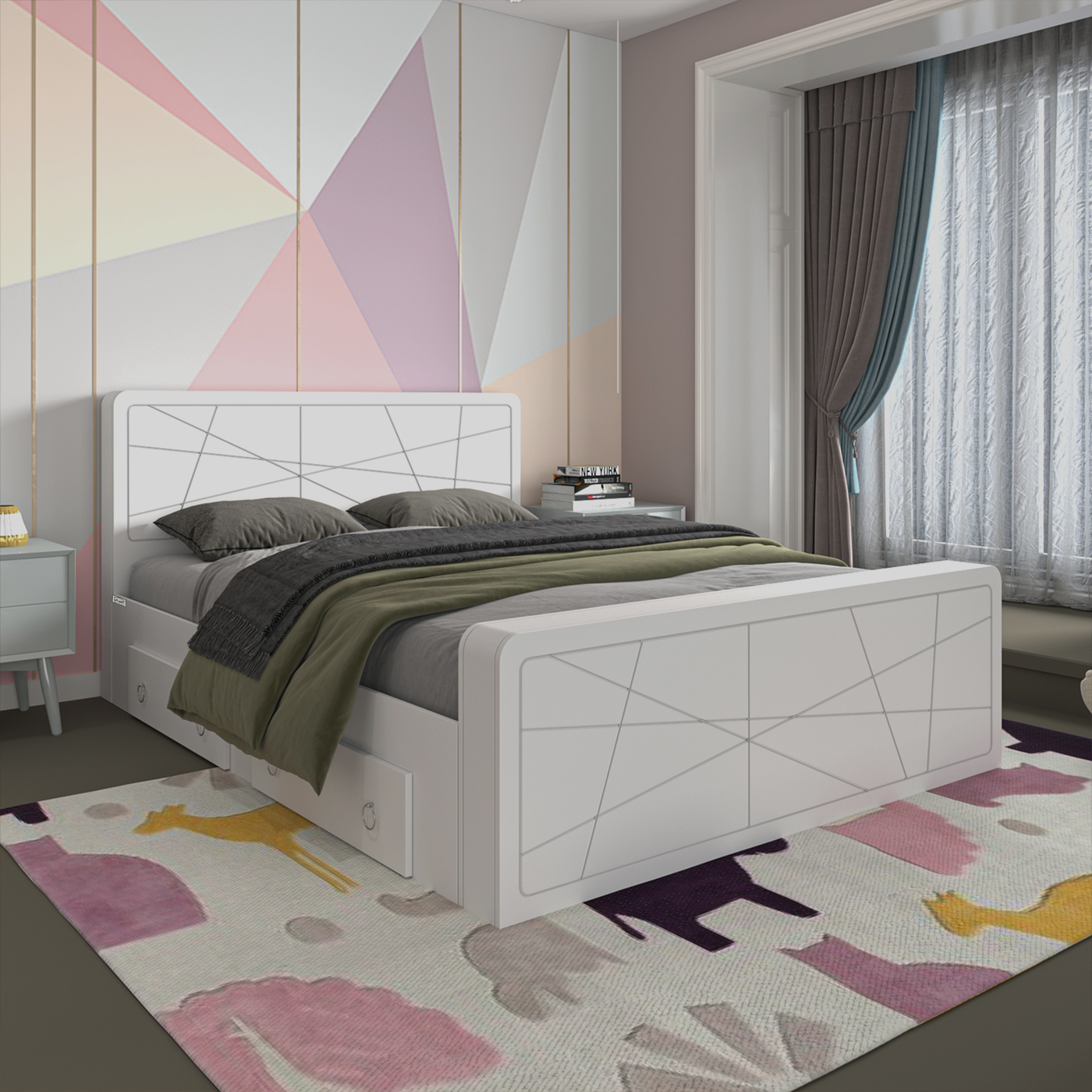 تخت خواب دونفره اعیان مدل FH709 سایز 160x200 سانتی متر