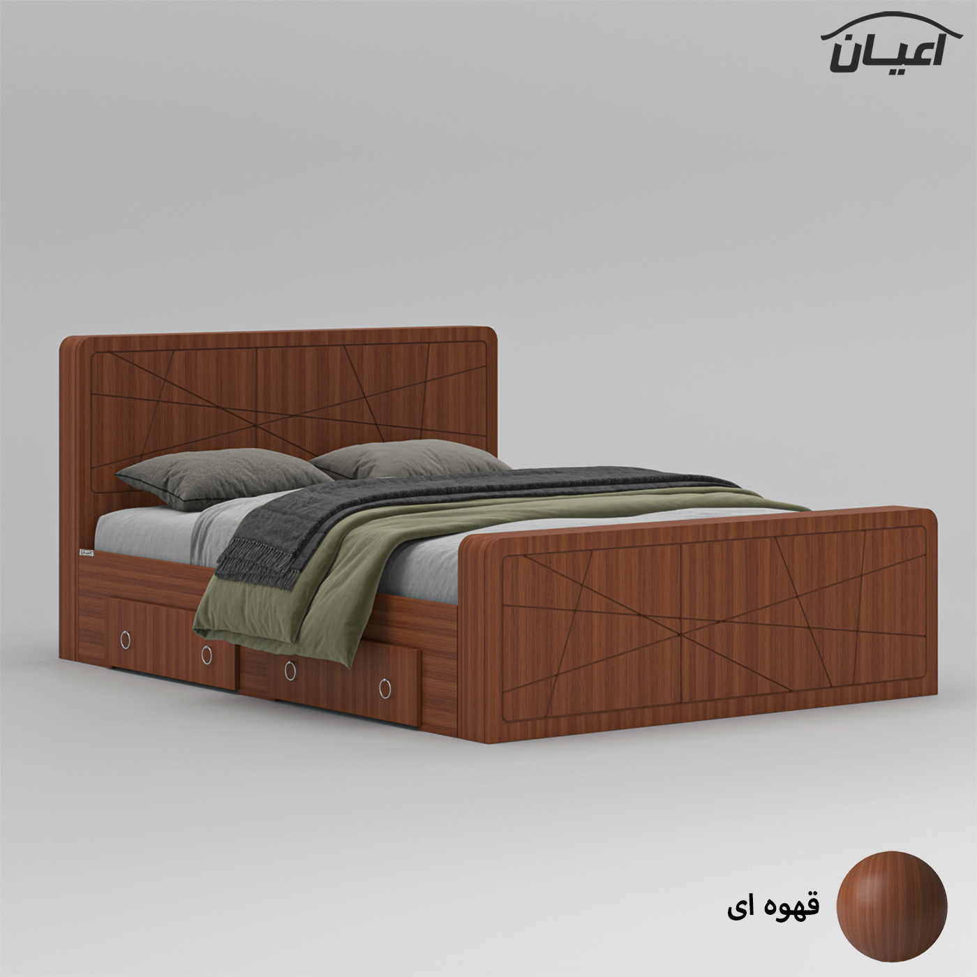 تخت خواب دونفره اعیان مدل FH709 سایز 160x200 سانتی متر