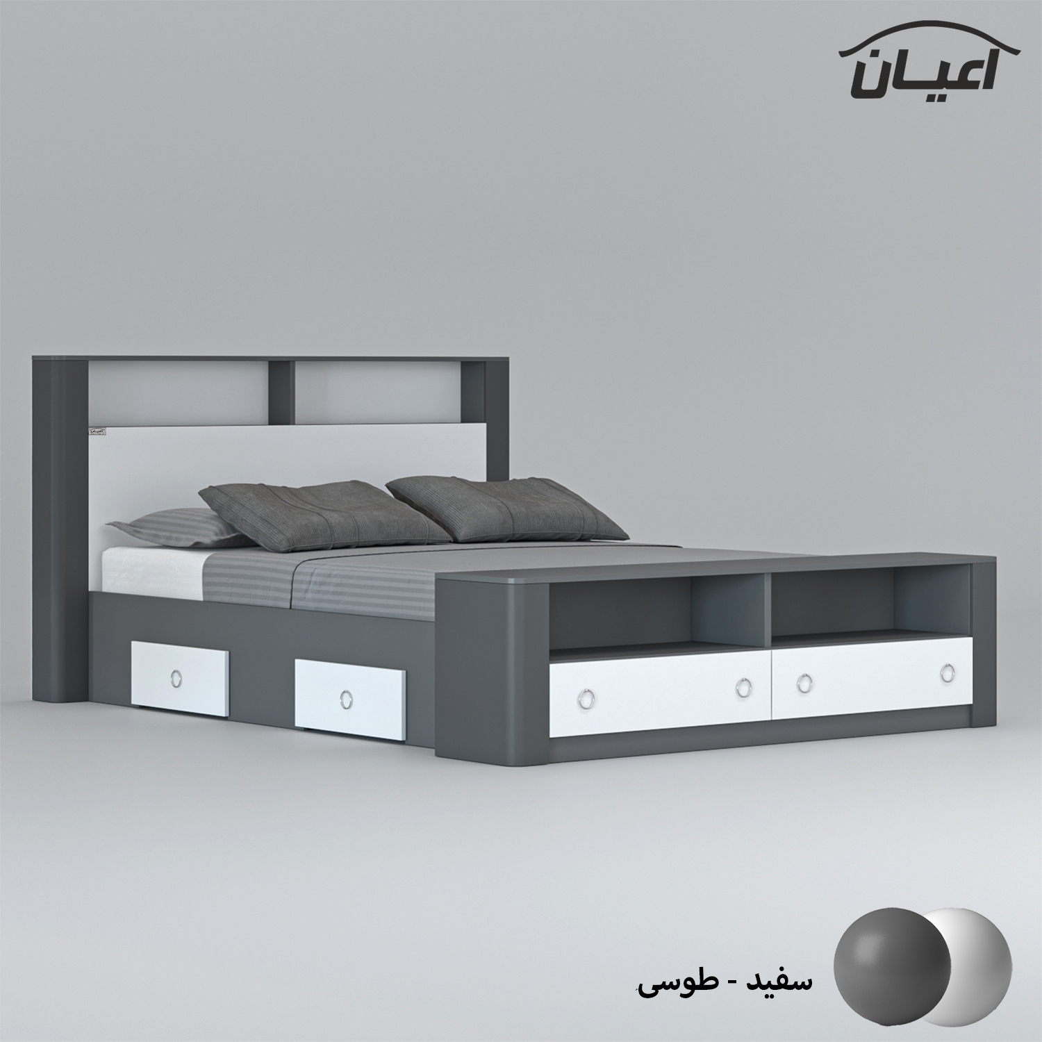 تخت خواب دونفره اعیان مدل FH822 سایز 160x200 سانتی متر