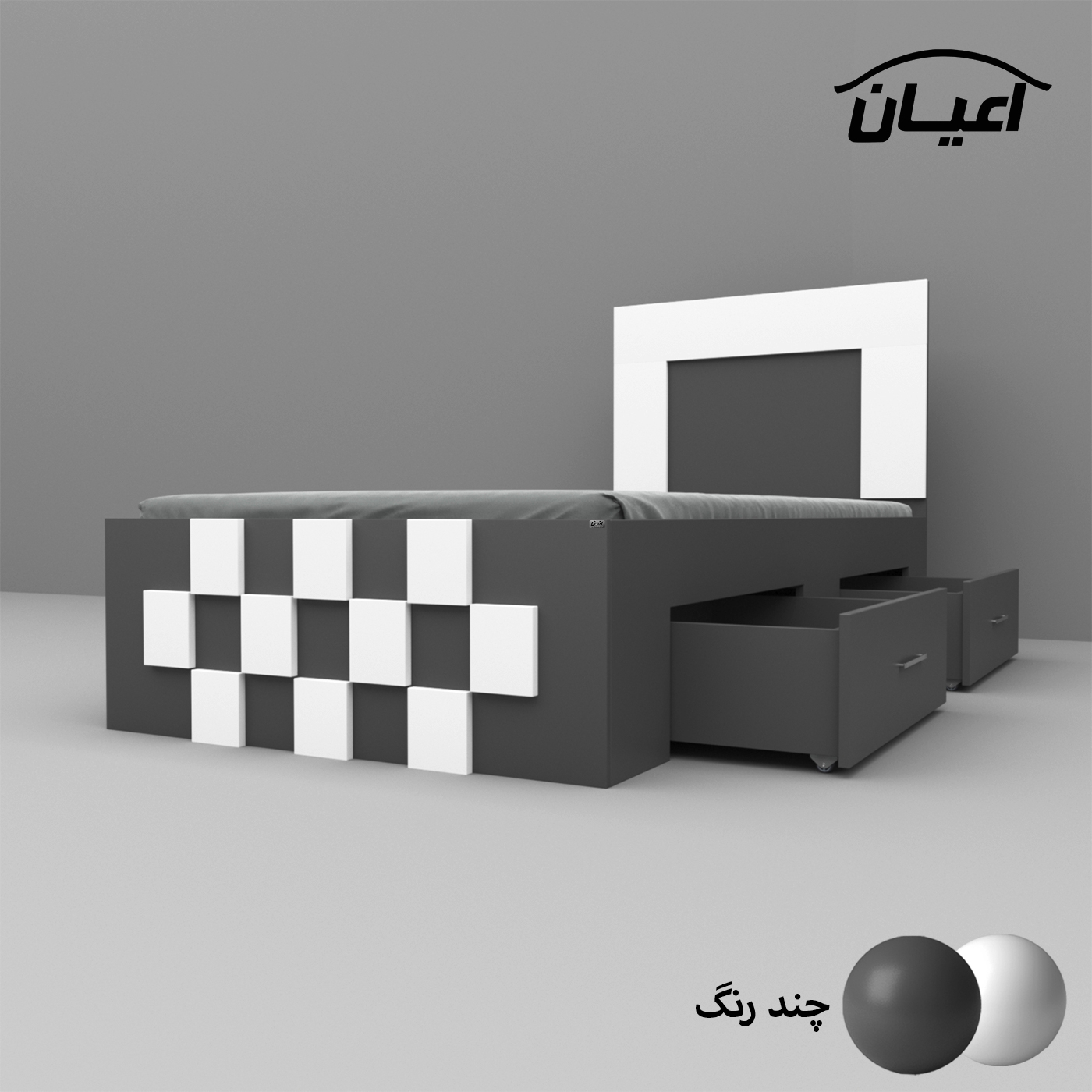تخت خواب اعیان مدل FH614 یکنفره سایز 90x200 سانتی متر