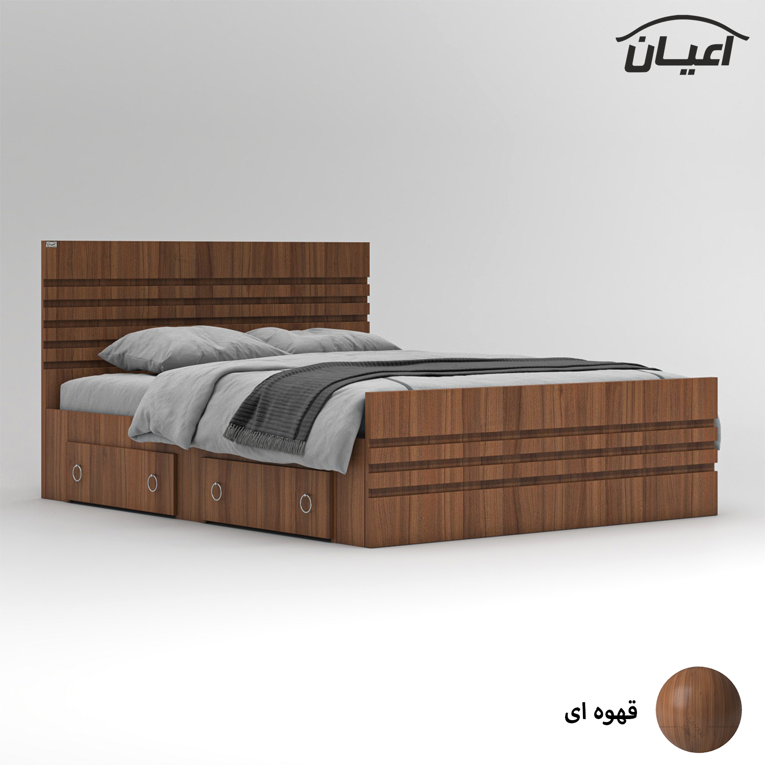 تخت خواب ملامینه دو نفره اعیان مدل FH860 سایز 160x200 سانتی متر