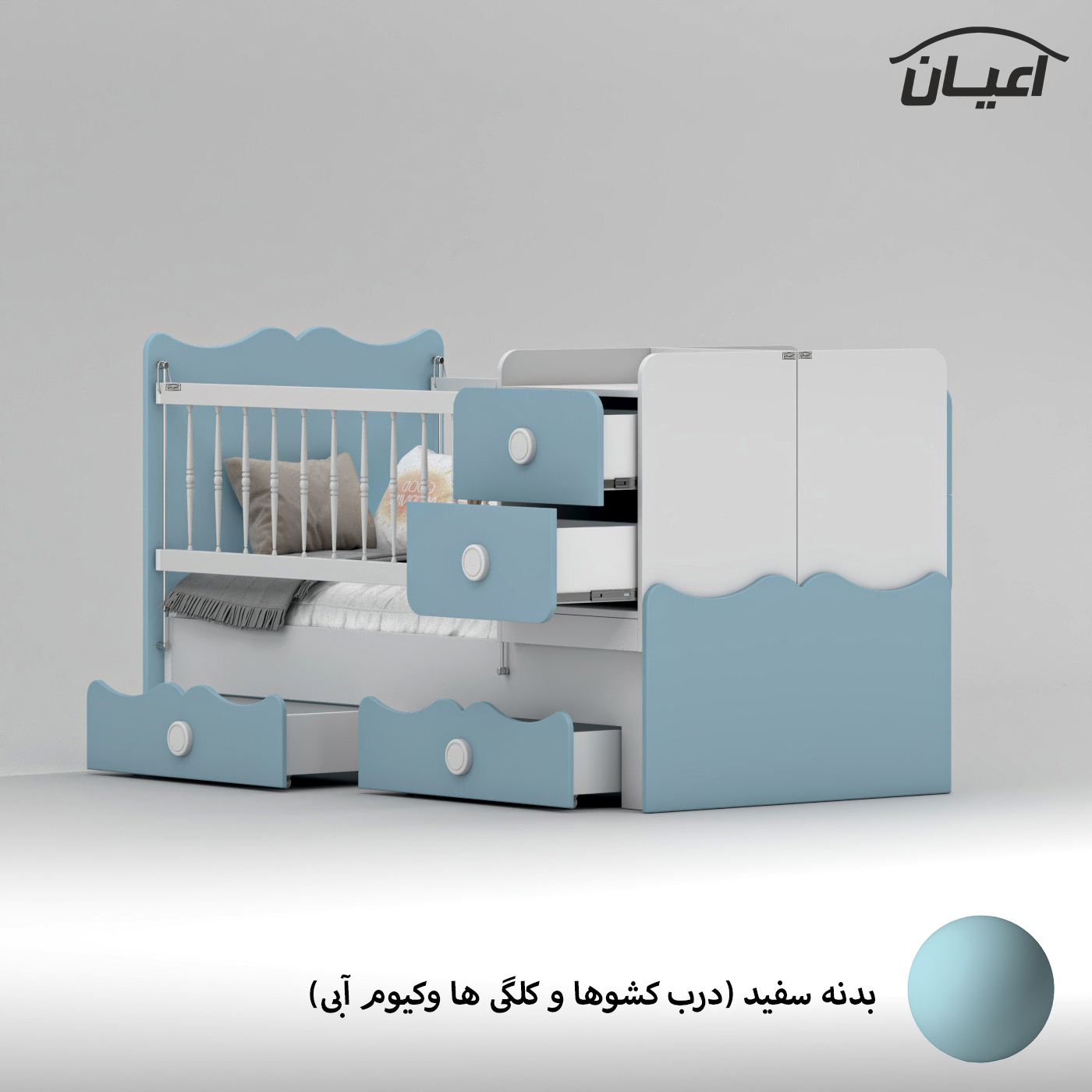 تختخواب کودک اعیان مدل FH890 سایز 180 × 80