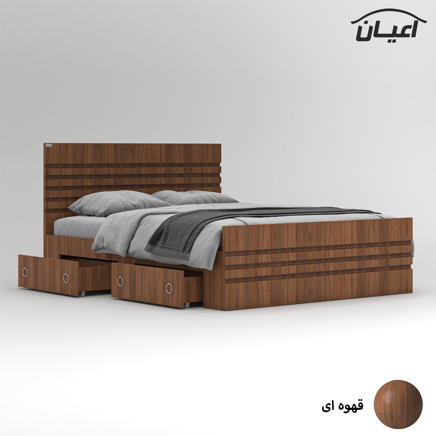 تخت خواب ملامینه دو نفره اعیان مدل FH860 سایز 160x200 سانتی متر