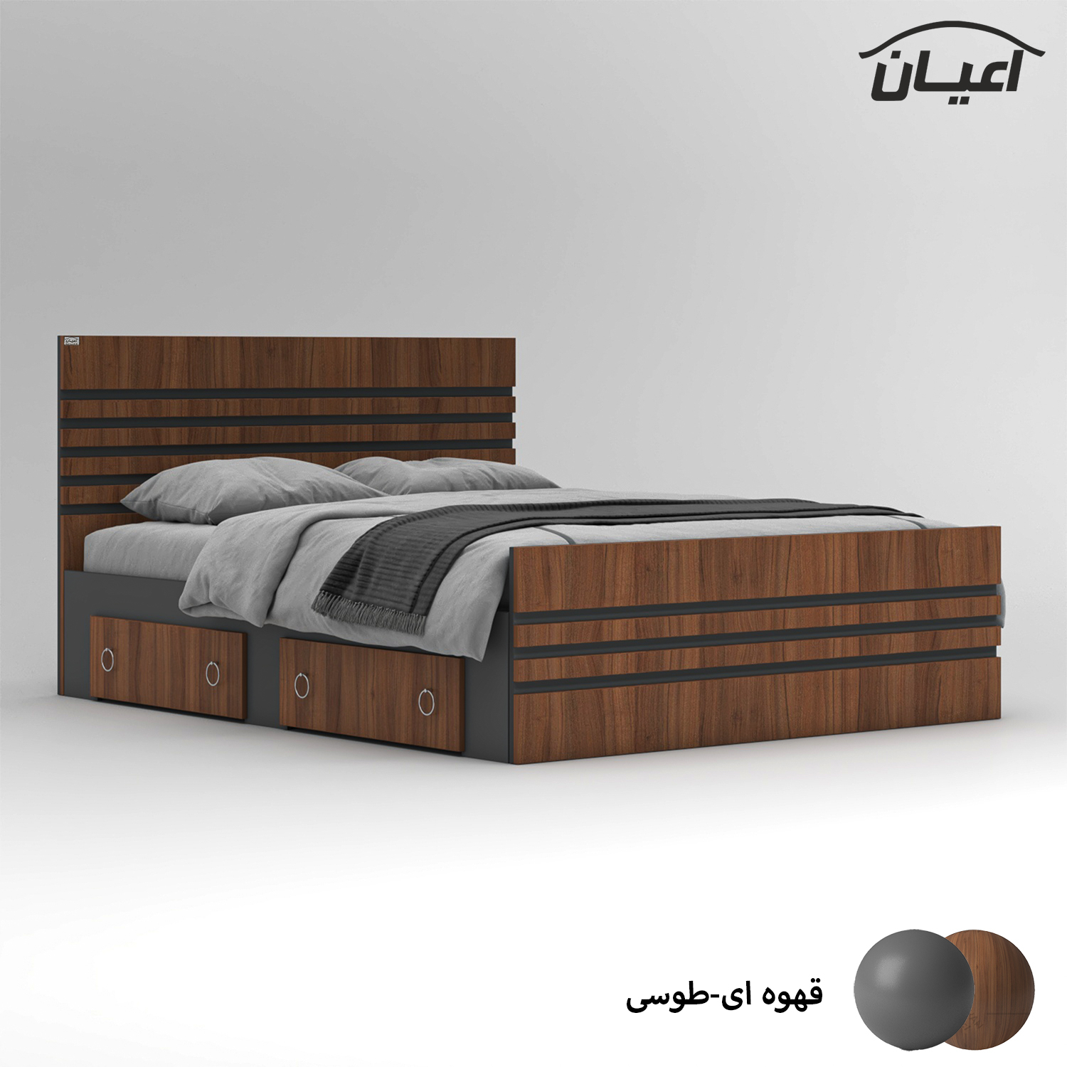 تخت خواب ملامینه دو نفره اعیان مدل FH860 سایز 160x200 سانتی متر