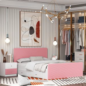 تخت خواب ملامینه دو نفره اعیان مدل FH816 سایز 160x200 سانتی متر مجموعه دو عددی