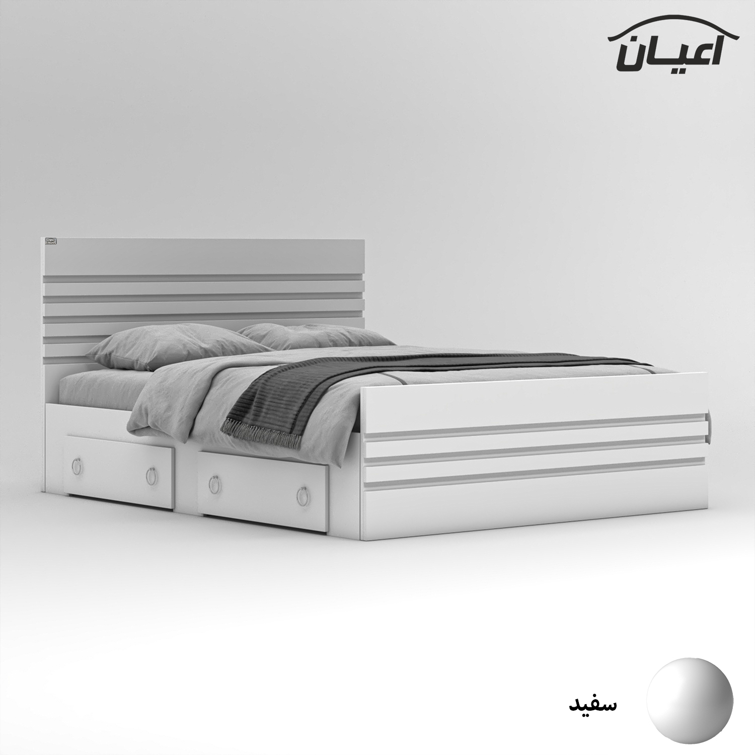 تخت خواب ملامینه دو نفره اعیان مدل FH860 سایز 160x200 سانتی متر