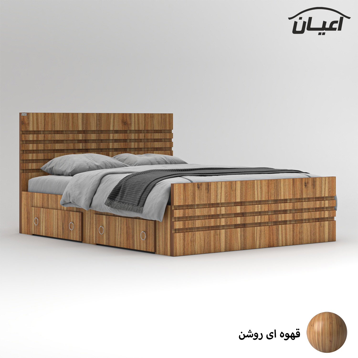 تخت خواب ملامینه دو نفره اعیان مدل FH860 سایز 160x200 سانتی متر