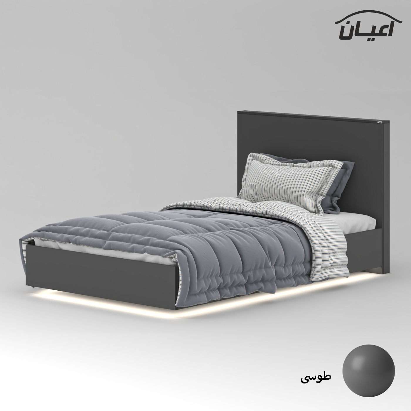 تخت خواب ملامینه یک نفره اعیان مدل FH916 سایز 120x200 سانتی متر