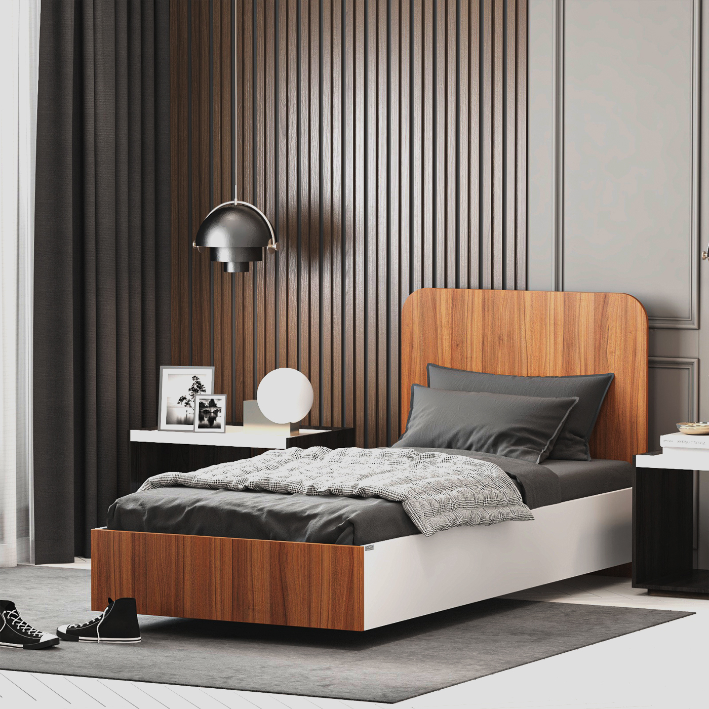 تخت خواب ملامینه یک نفره اعیان مدل FH910 سایز 80x180 سانتی متر