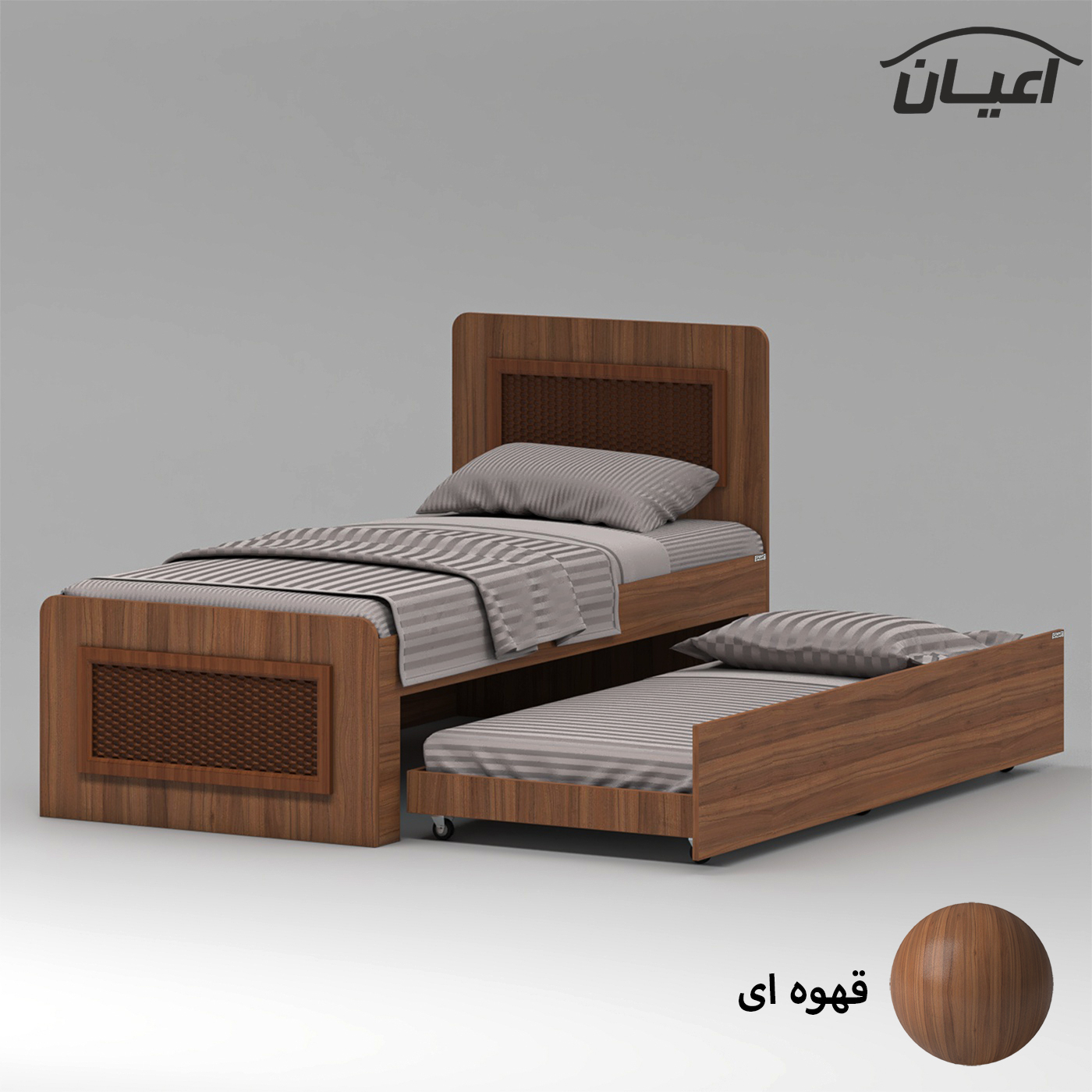 تخت خواب ملامینه یک نفره اعیان مدل FH895 سایز 90x200 سانتی متر