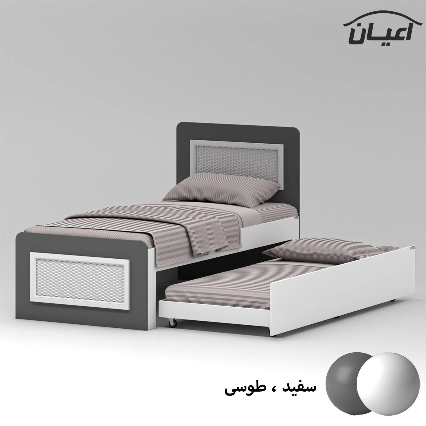 تخت خواب ملامینه یک نفره اعیان مدل FH895 سایز 90x200 سانتی متر