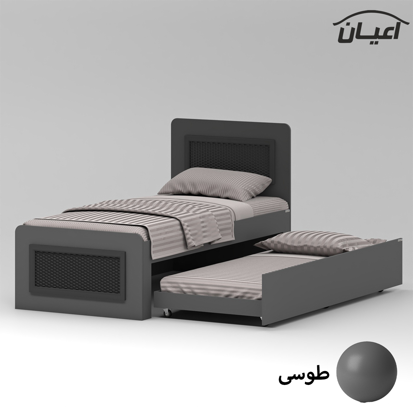 تخت خواب ملامینه یک نفره اعیان مدل FH895 سایز 90x200 سانتی متر