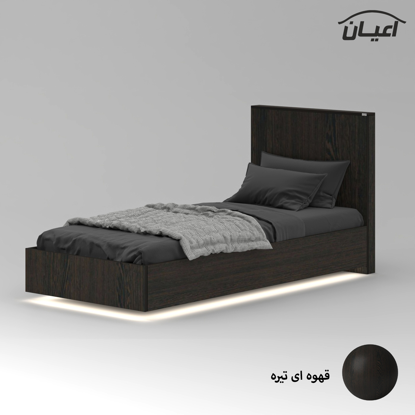 تخت خواب ملامینه یک نفره اعیان مدل FH915 سایز 90x200 سانتی متر