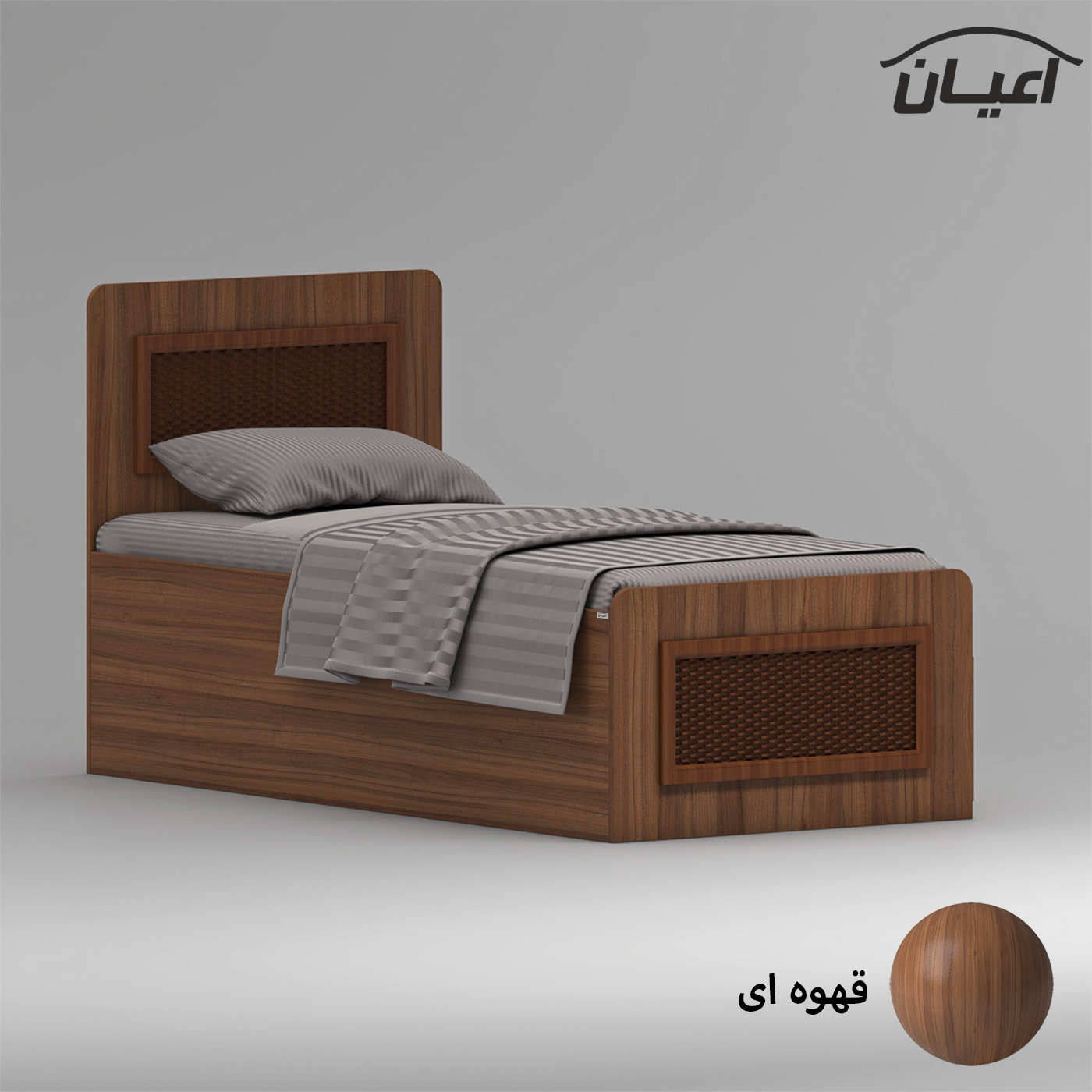 تخت خواب ملامینه یک نفره اعیان مدل FH895 سایز 90x200 سانتی متر