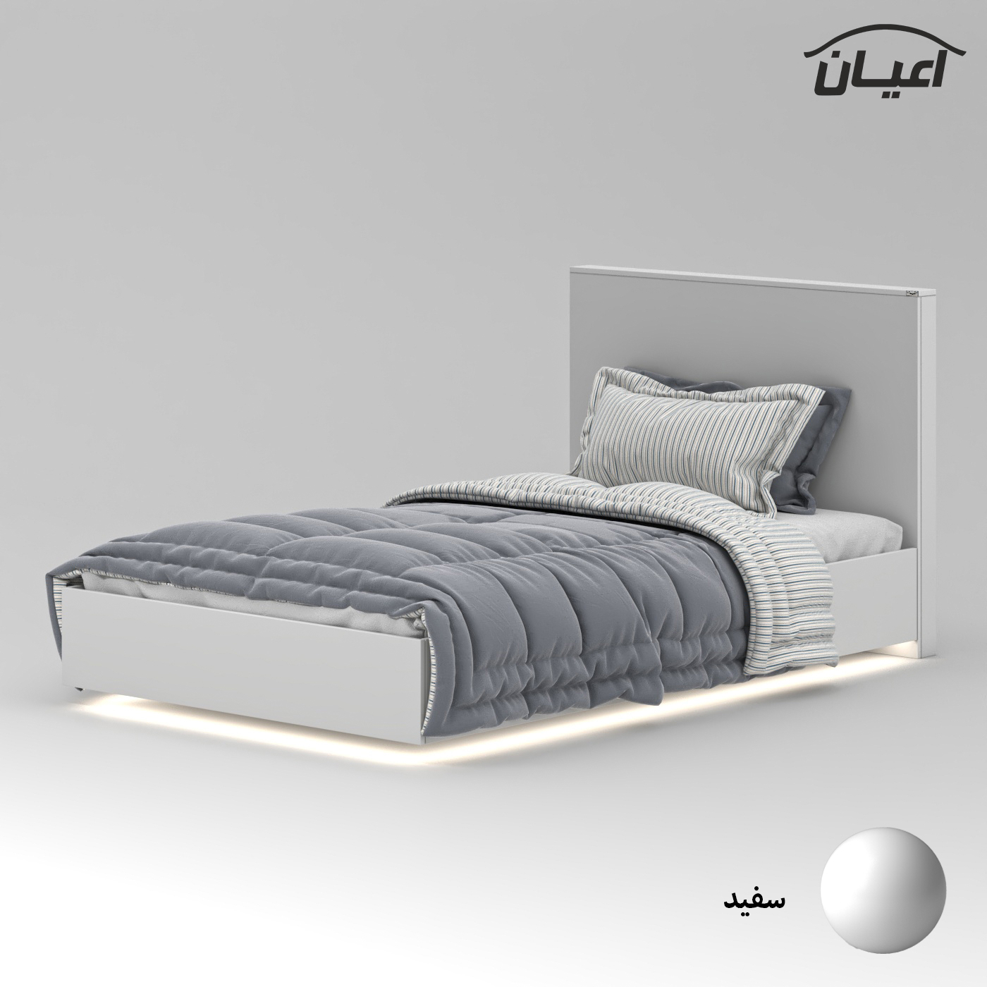 تخت خواب ملامینه یک نفره اعیان مدل FH916 سایز 120x200 سانتی متر