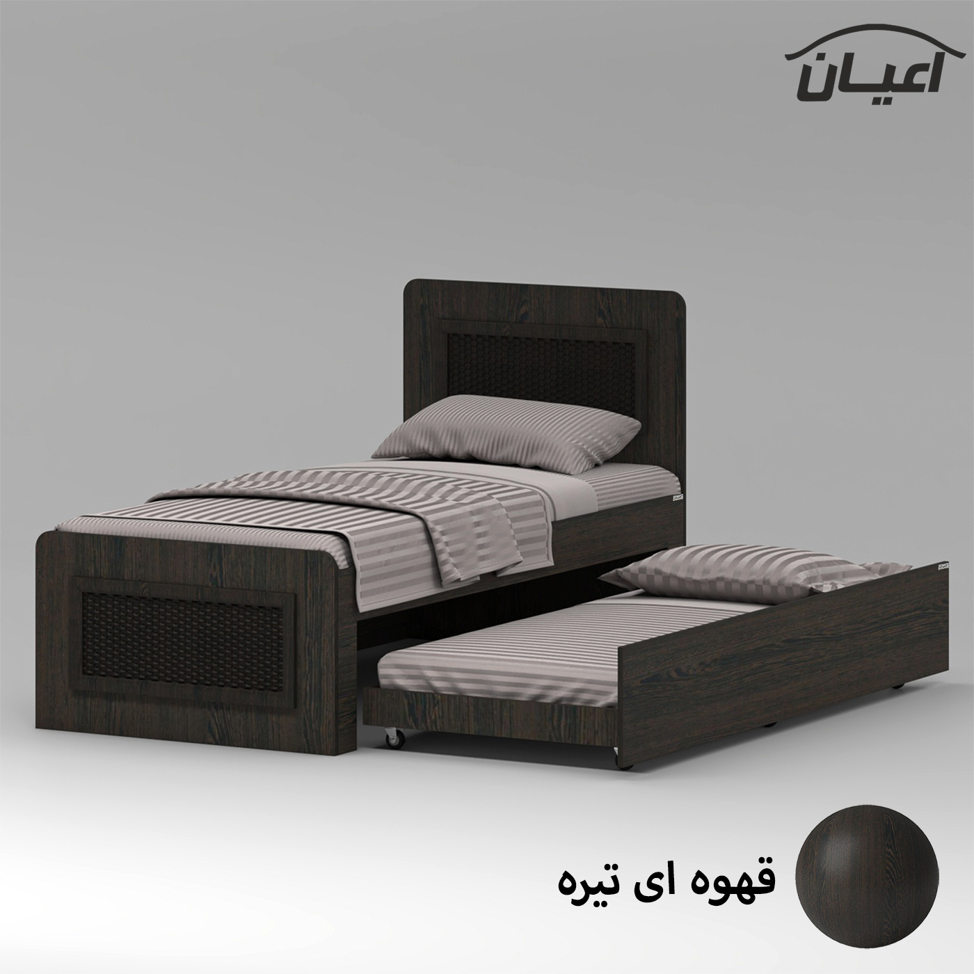 تخت خواب ملامینه یک نفره اعیان مدل FH895 سایز 90x200 سانتی متر