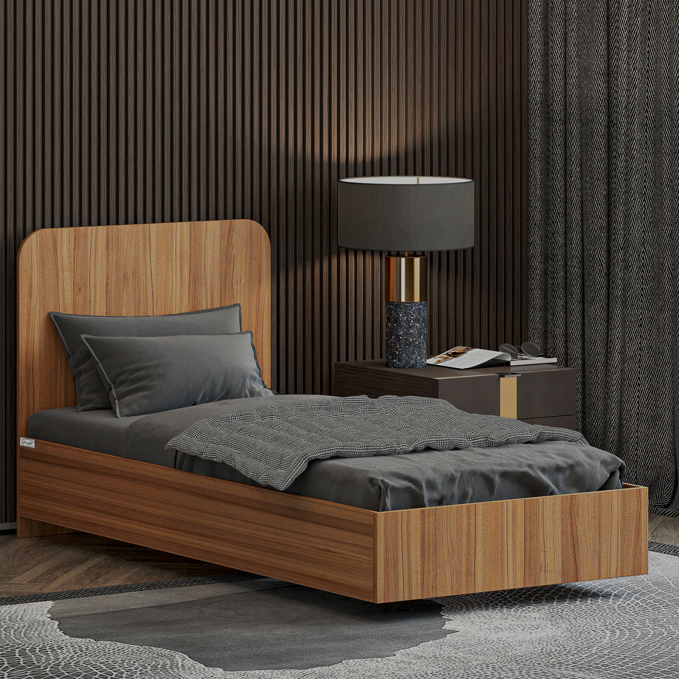 تخت خواب ملامینه یک نفره اعیان مدل FH911 سایز 90x200 سانتی متر