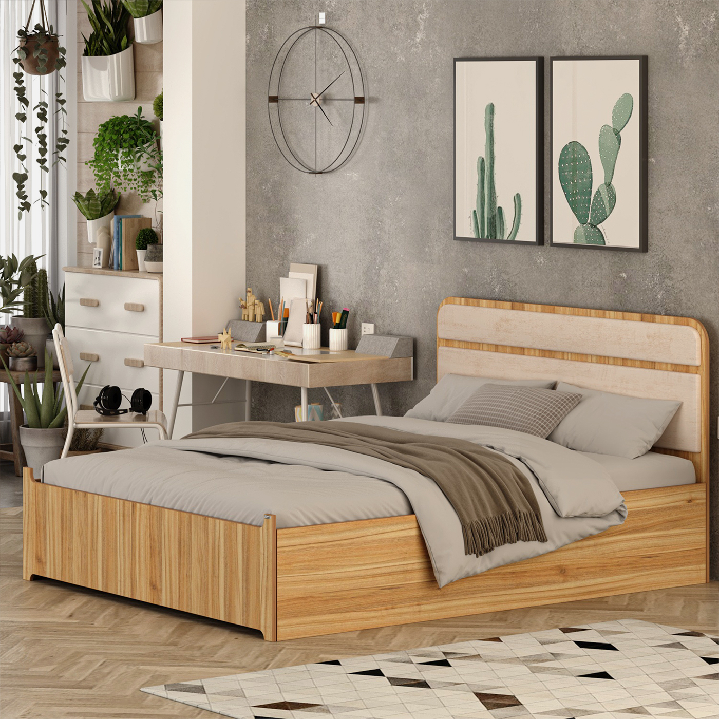 تخت خواب ملامینه دو نفره اعیان مدل FH950 سایز 160x200 سانتی متر