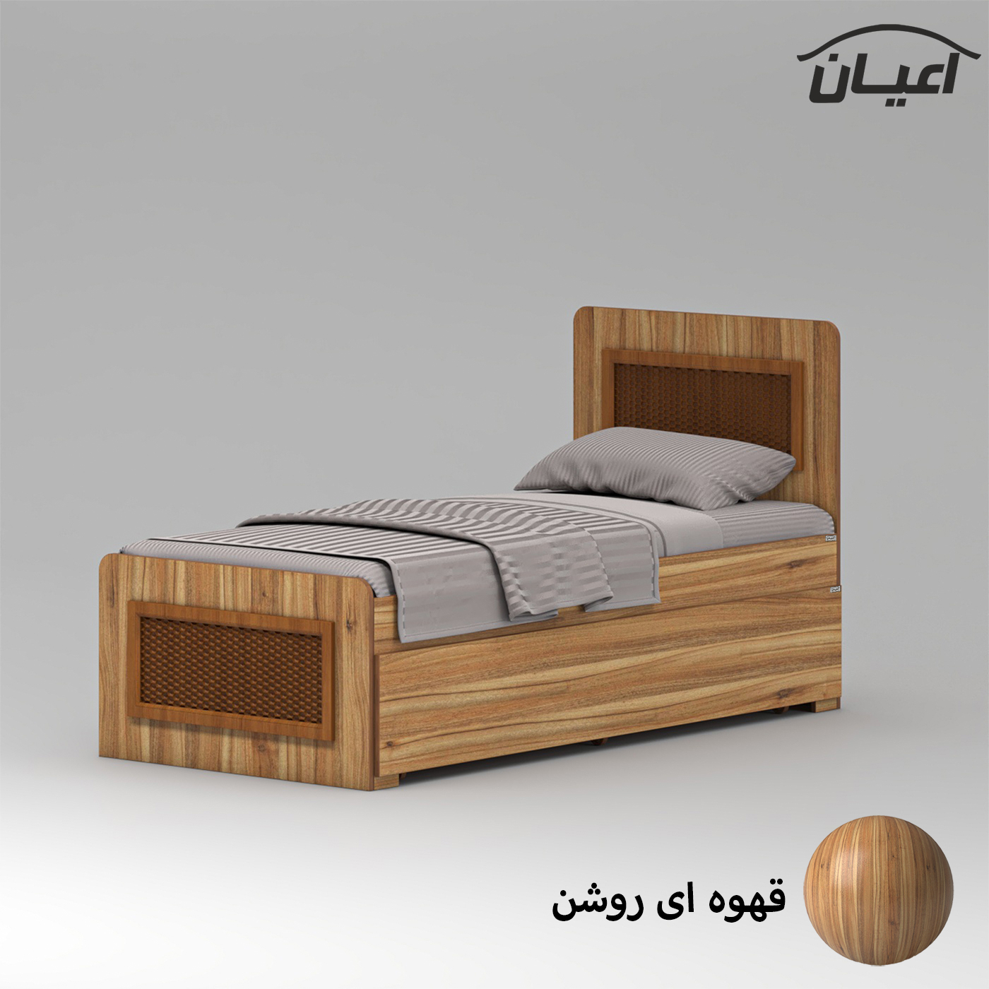 تخت خواب ملامینه یک نفره اعیان مدل FH895 سایز 90x200 سانتی متر