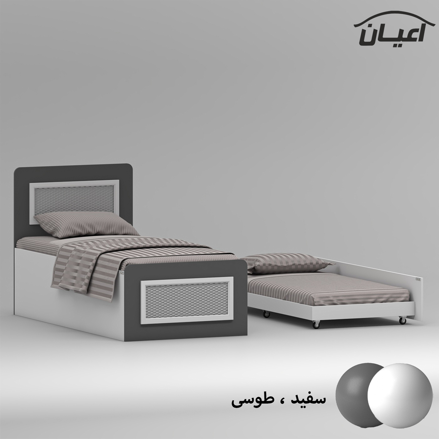 تخت خواب ملامینه یک نفره اعیان مدل FH895 سایز 90x200 سانتی متر