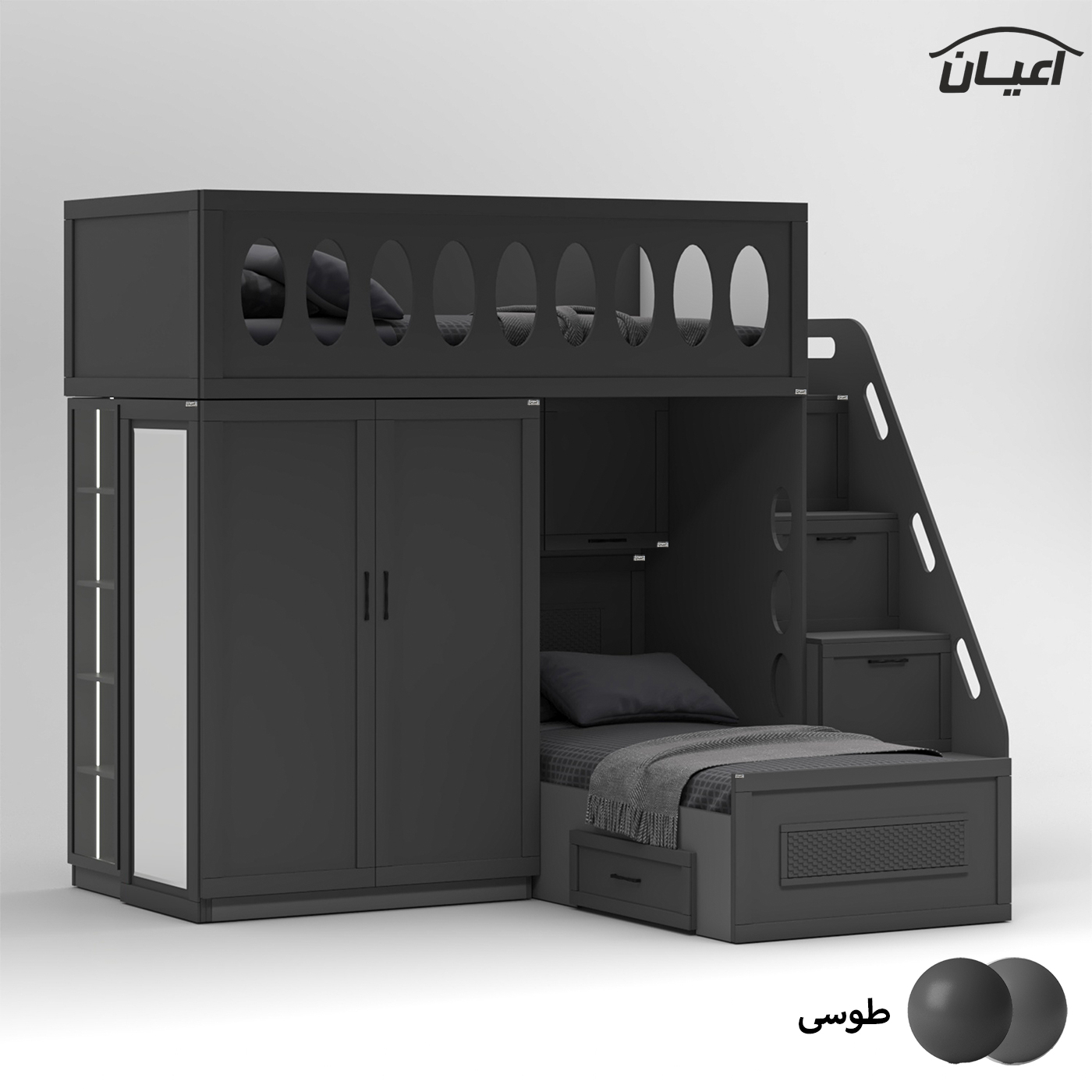 تخت خواب ام دی اف یک نفره اعیان مدل FH927 سایز 90x200 سانتی متر