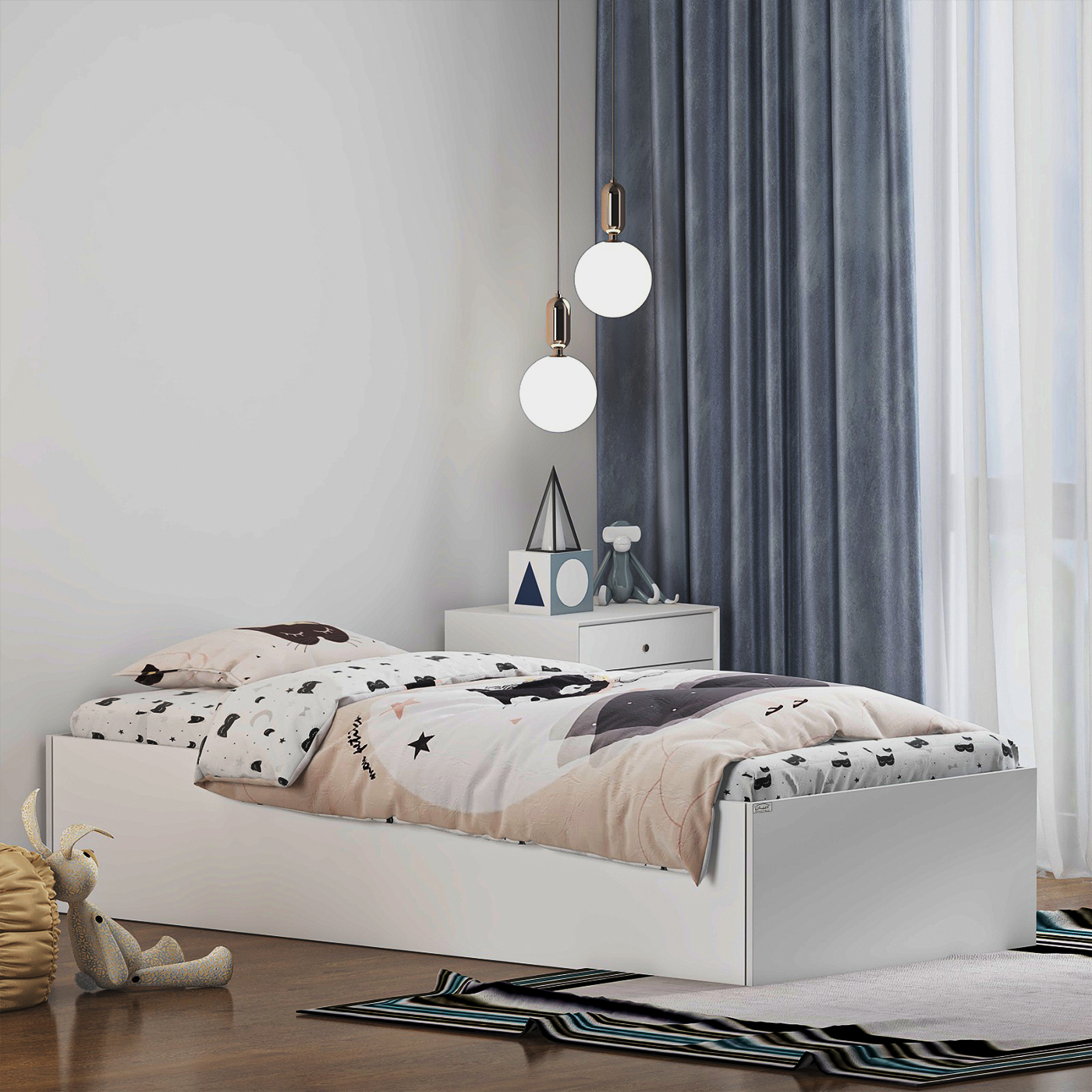 تخت خواب ملامینه یک نفره اعیان مدل FH940 سایز 80x180 سانتی متر