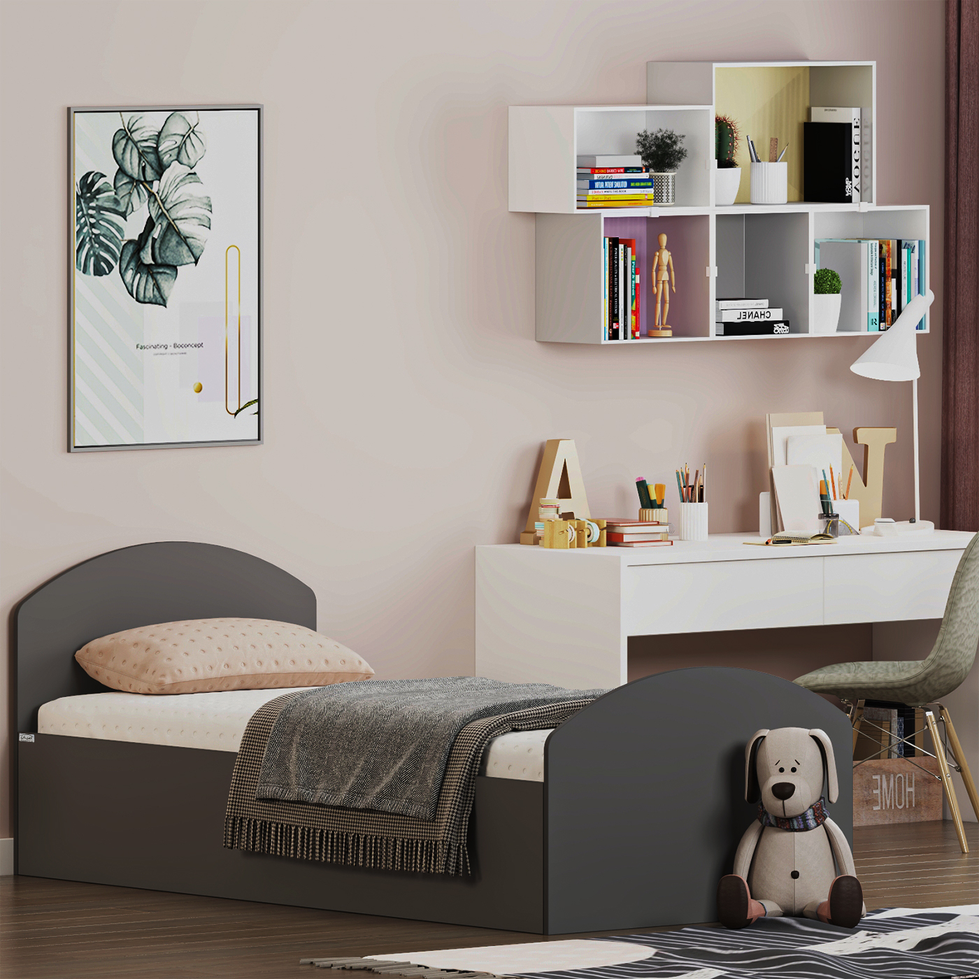 تخت خواب ملامینه یک نفره اعیان مدل FH971 سایز 90x200 سانتی متر