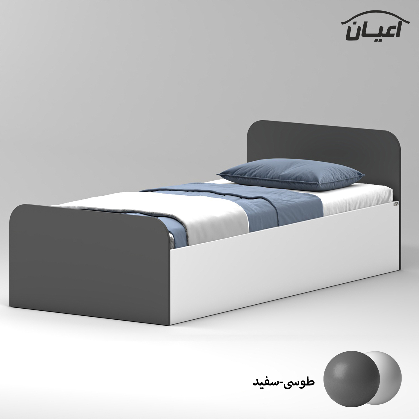 تخت خواب ملامینه یک نفره اعیان مدل FH931 سایز 90x200 سانتی متر