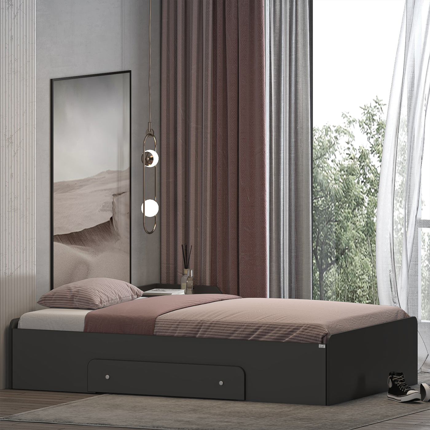 تخت خواب ملامینه یک نفره اعیان مدل FH968 سایز 120x200 سانتی متر