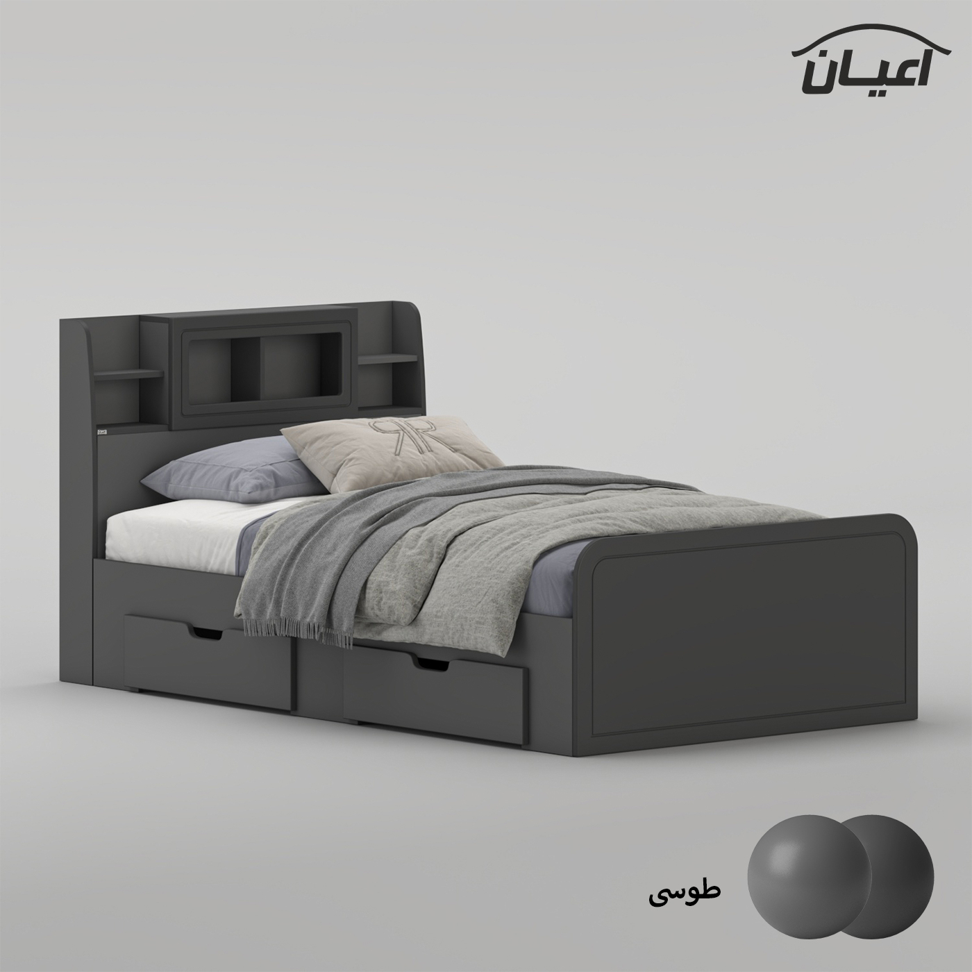 تخت خواب ملامینه یک نفره اعیان مدل FH982 سایز 120x200 سانتی متر