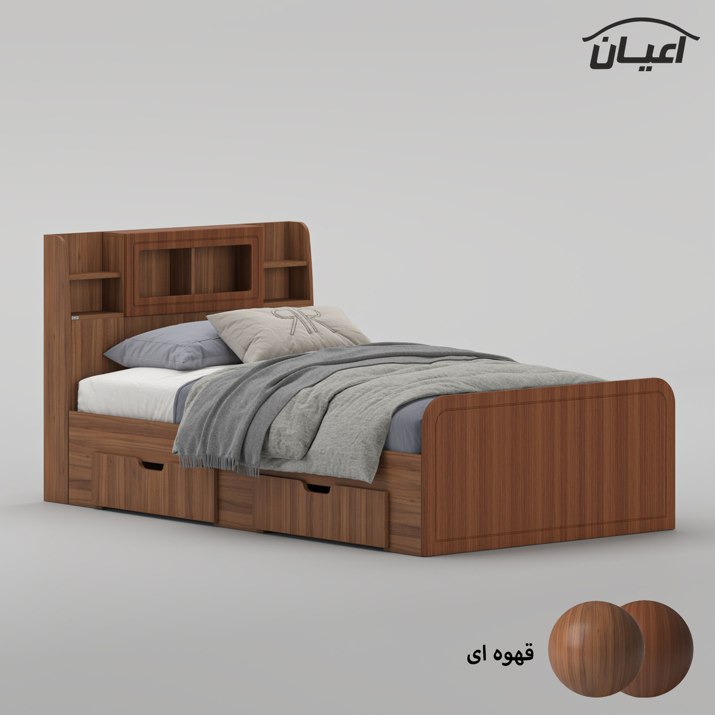 تخت خواب ملامینه یک نفره اعیان مدل FH982 سایز 120x200 سانتی متر