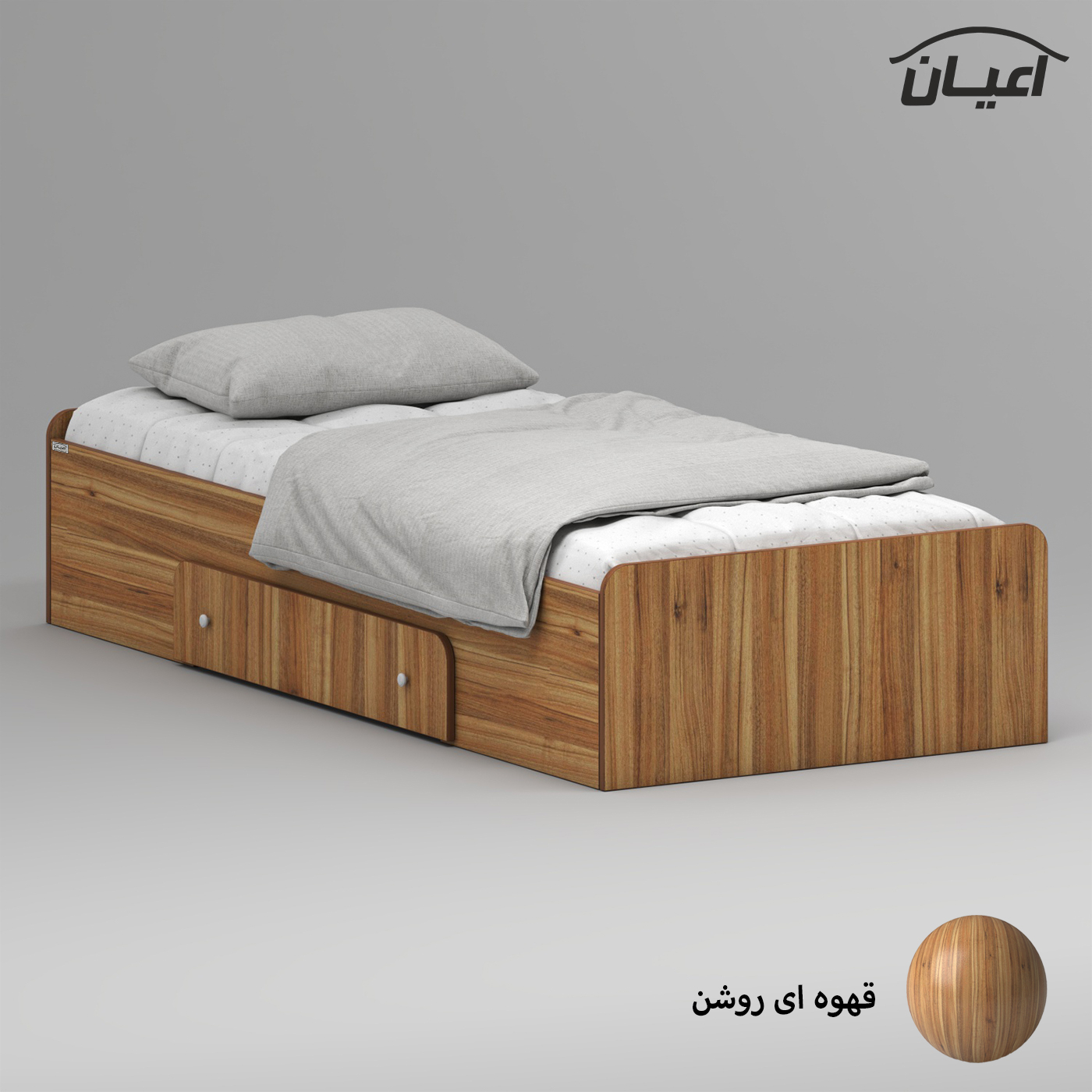 تخت خواب ملامینه یک نفره اعیان مدل FH967 سایز 90x200 سانتی متر