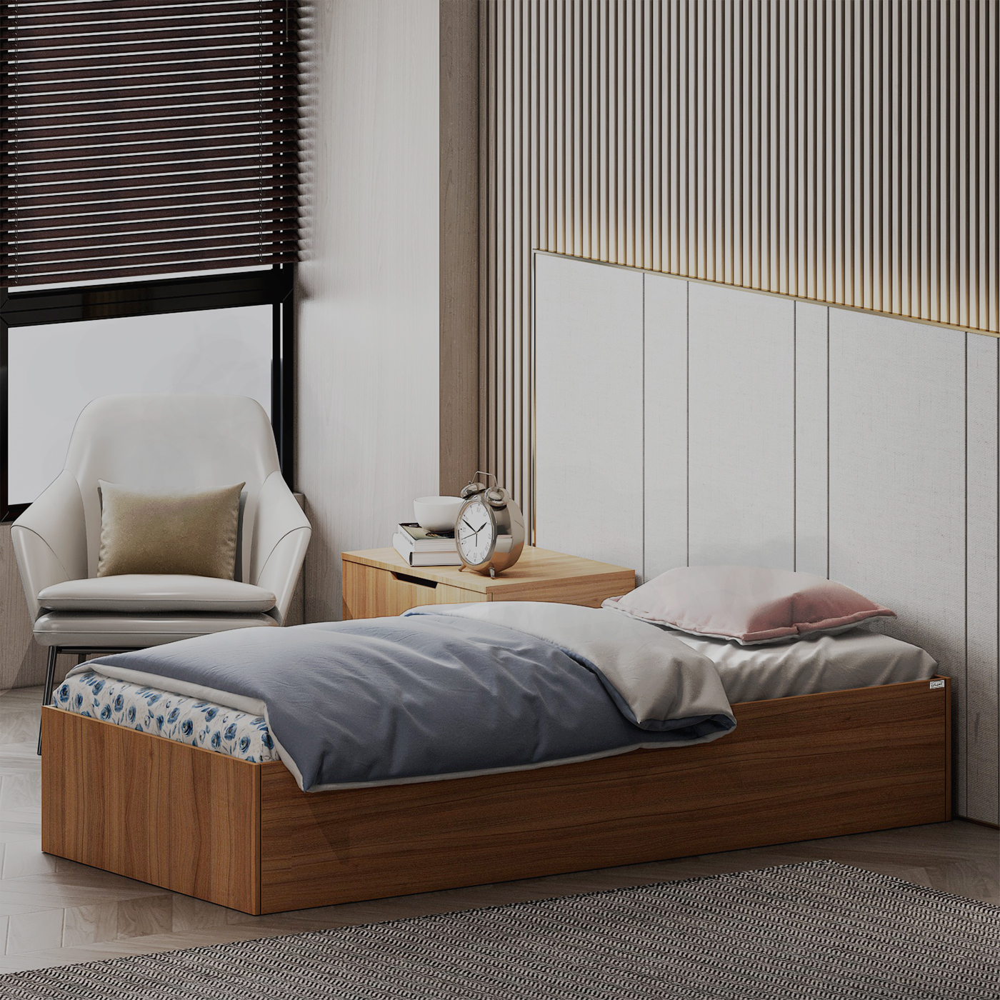 تخت خواب ملامینه یک نفره اعیان مدل FH941 سایز 90x200 سانتی متر