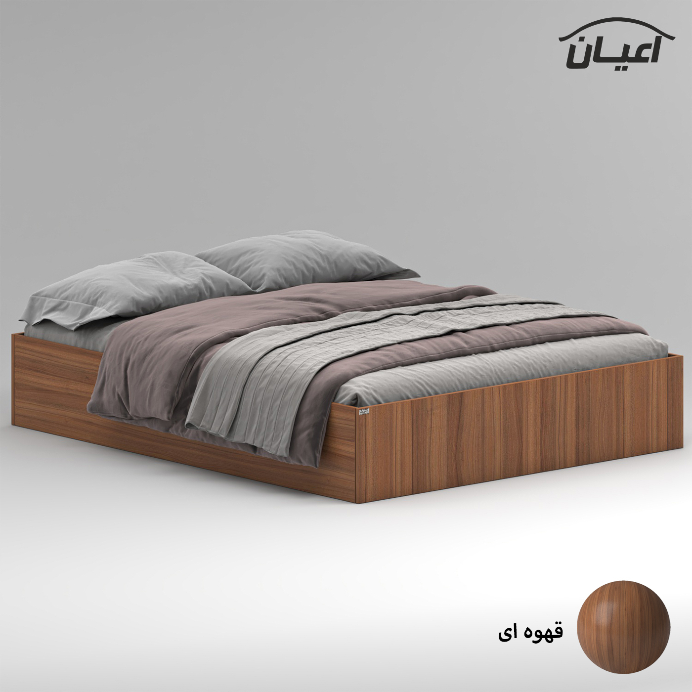 تخت خواب ملامینه دو نفره اعیان مدل FH943 سایز 160x200 سانتی متر