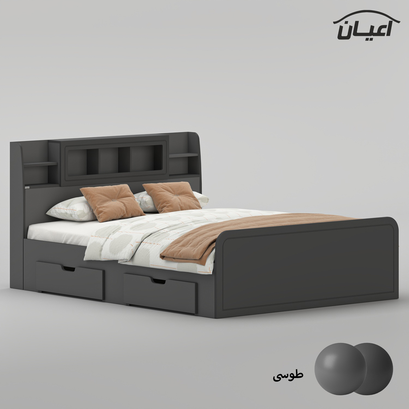 تخت خواب ملامینه دو نفره اعیان مدل FH983 سایز 160x200 سانتی متر