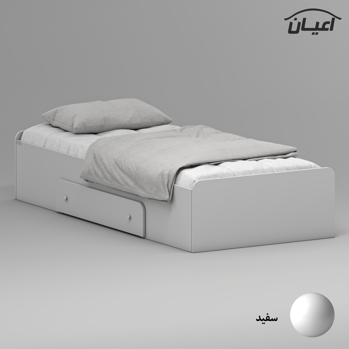 تخت خواب ملامینه یک نفره اعیان مدل FH967 سایز 90x200 سانتی متر