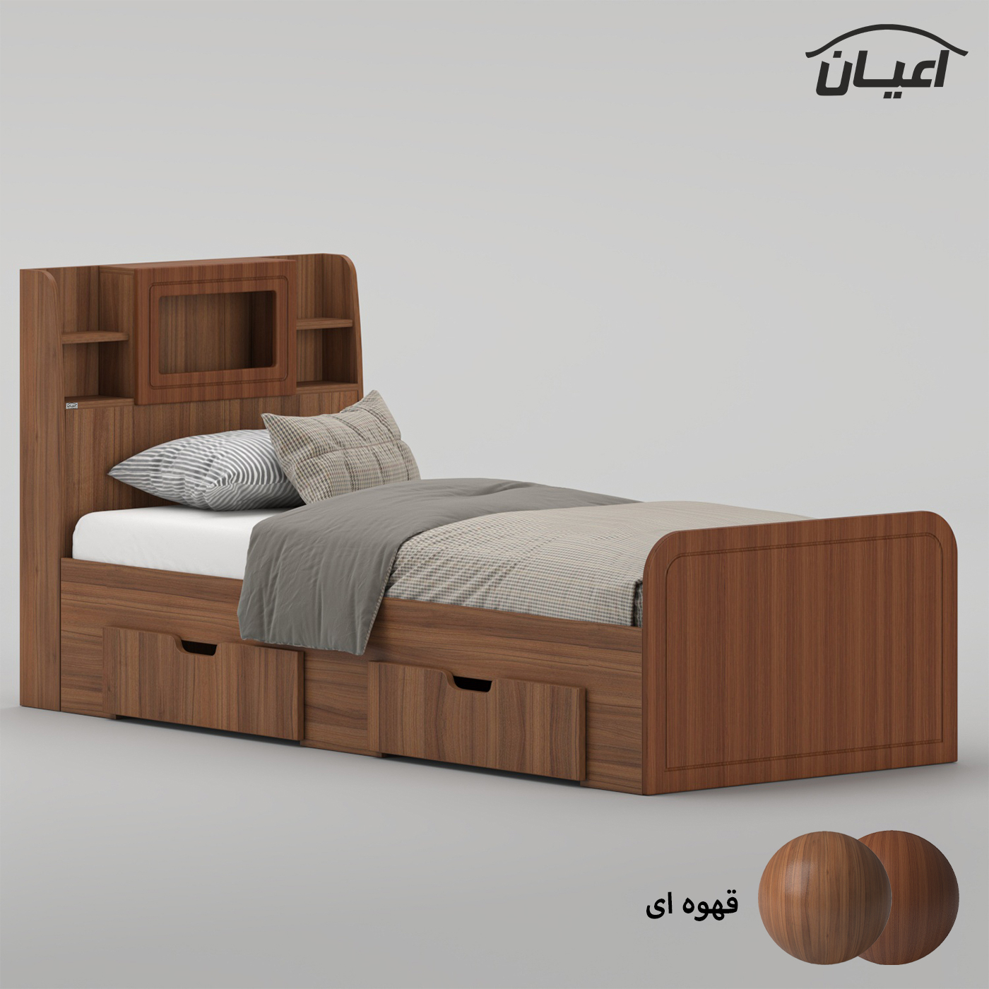 تخت خواب ملامینه یک نفره اعیان مدل FH981 سایز 90x200 سانتی متر