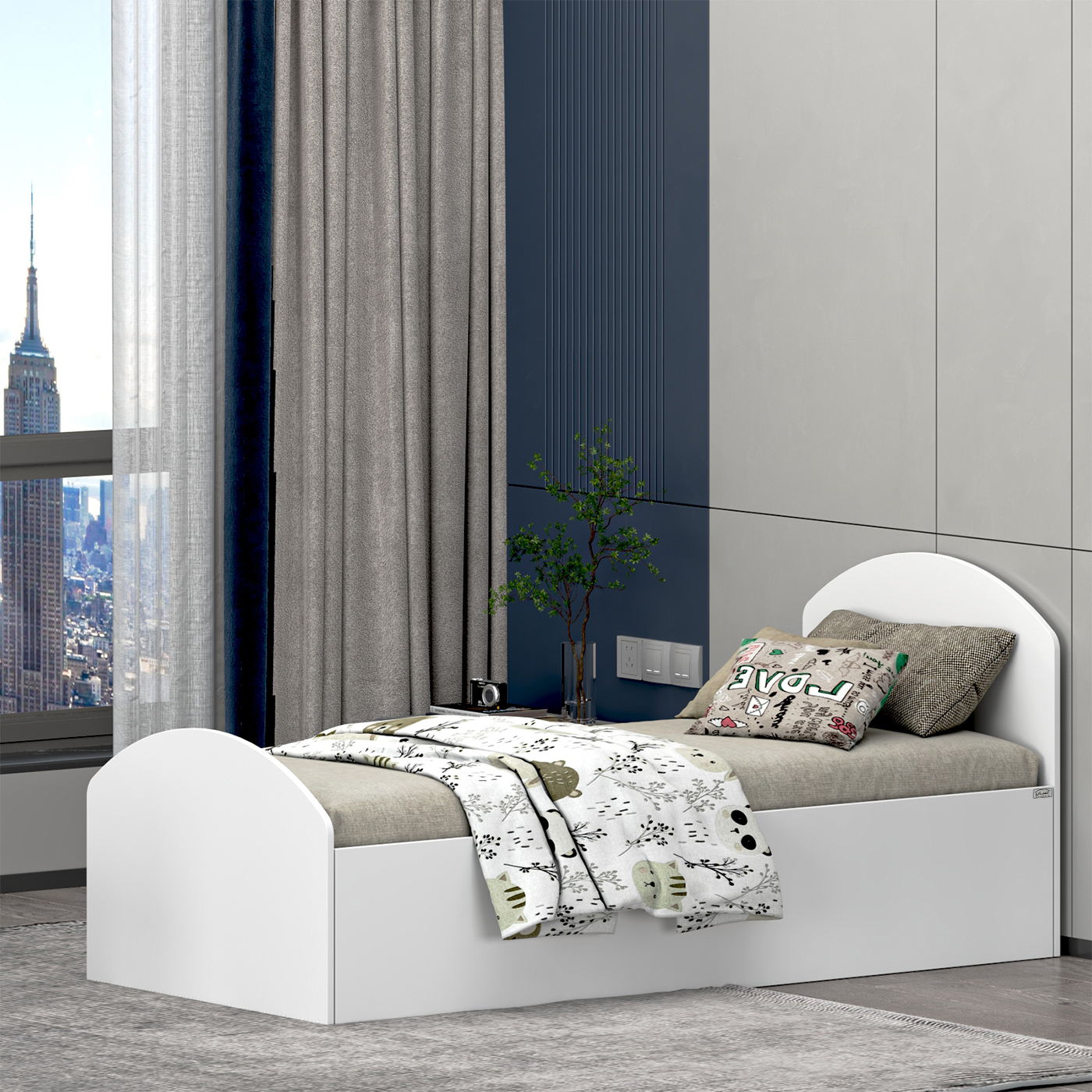 تخت خواب ملامینه یک نفره اعیان مدل FH970 سایز 80x180 سانتی متر