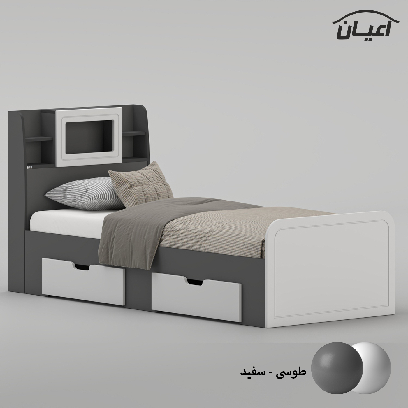 تخت خواب ملامینه یک نفره اعیان مدل FH981 سایز 90x200 سانتی متر